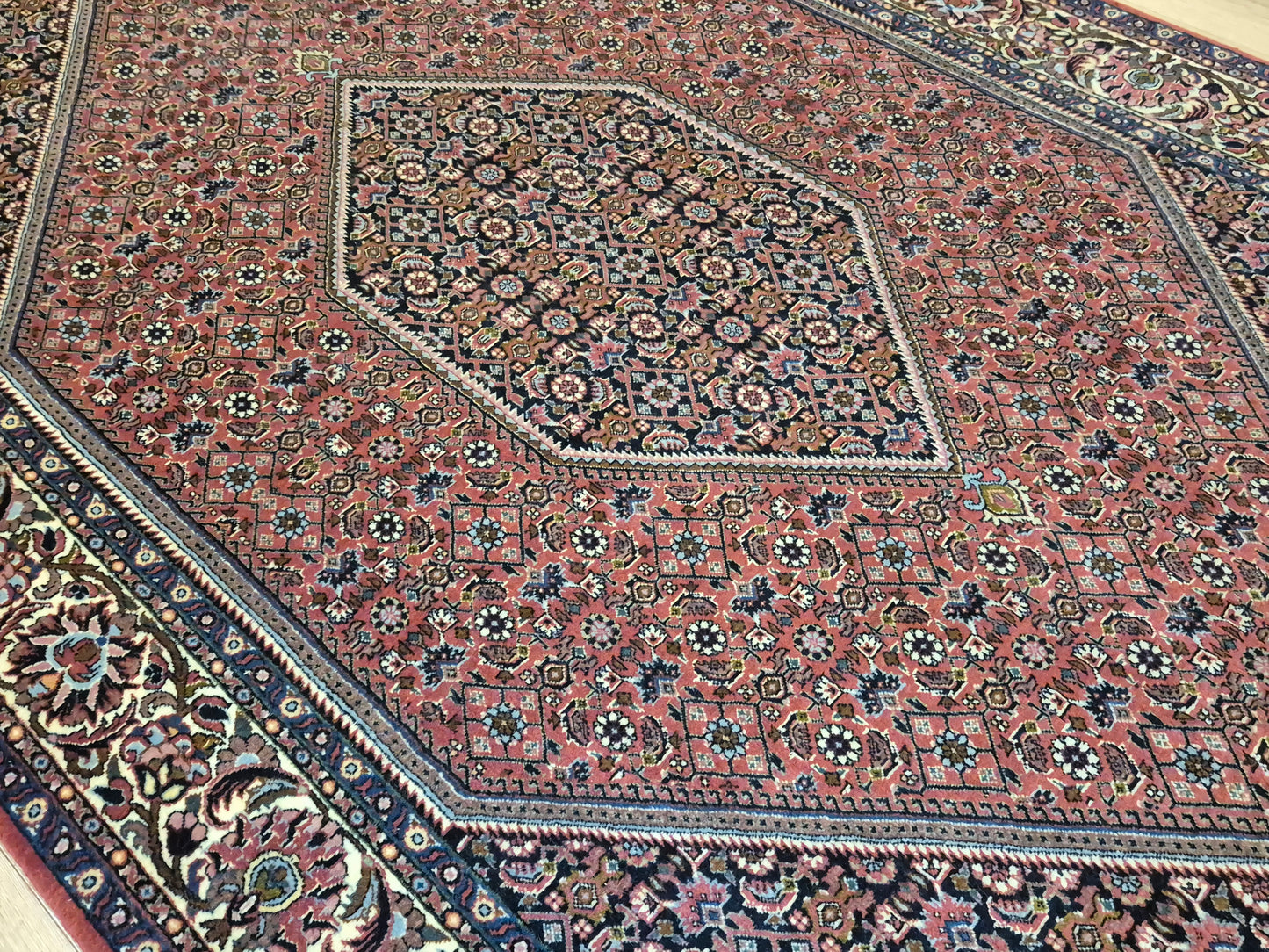 Bidjar Teppich Korkwolle feine Knüpfung geometrisches Medaillon