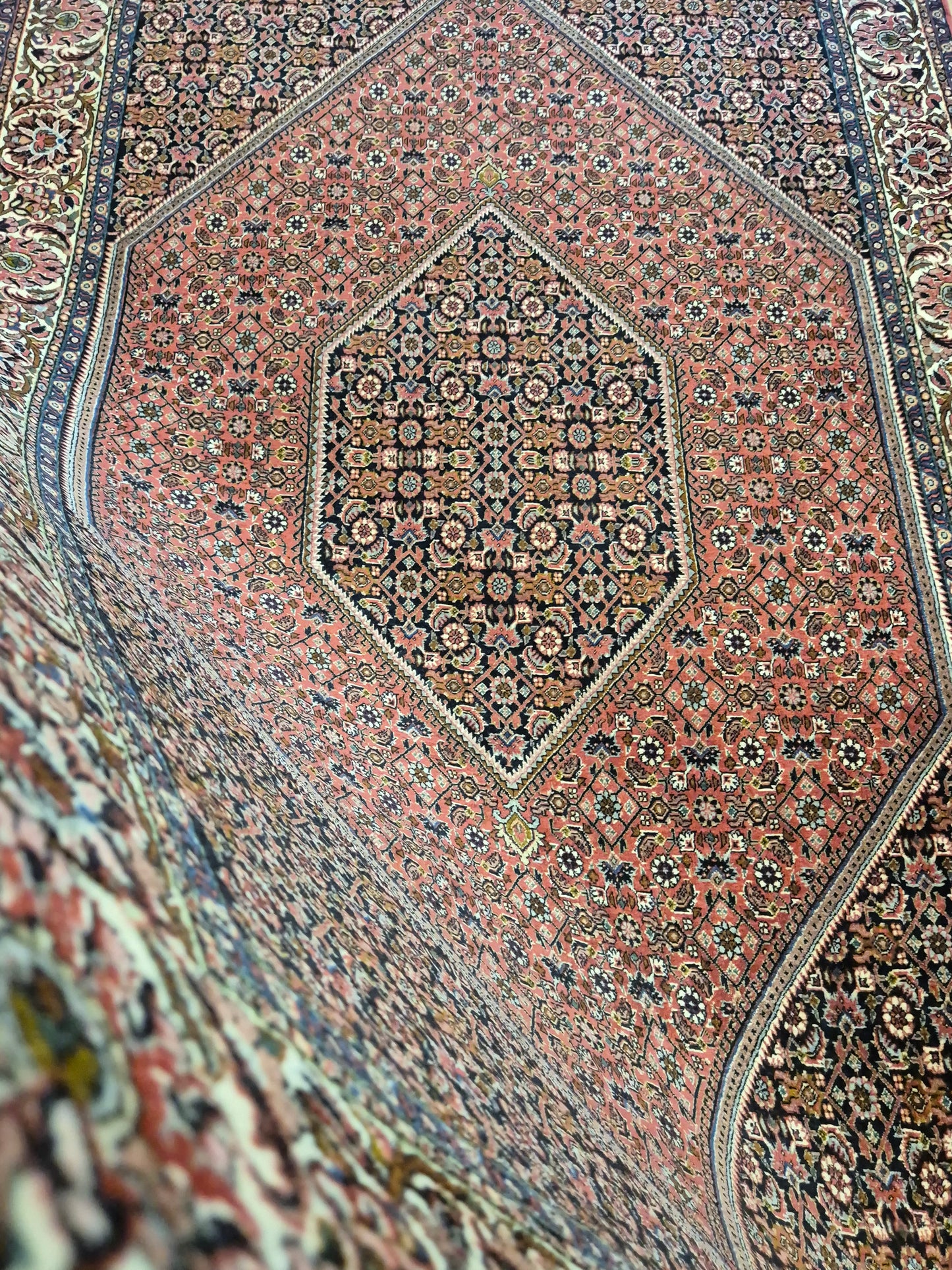 Bidjar Teppich Korkwolle feine Knüpfung geometrisches Medaillon