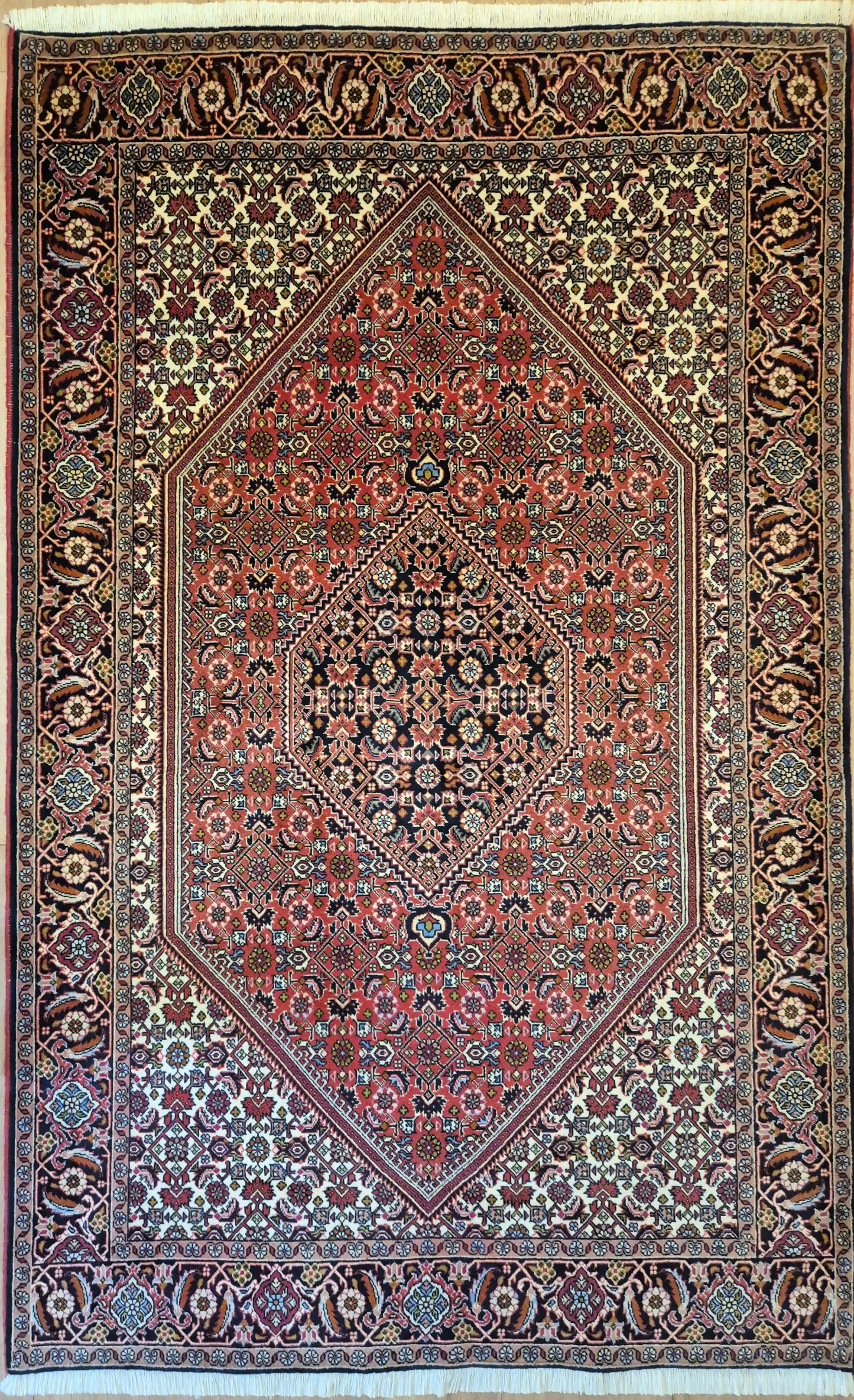 Bidjar Teppich Korkwolle Medaillon florales Design feine Knüpfung