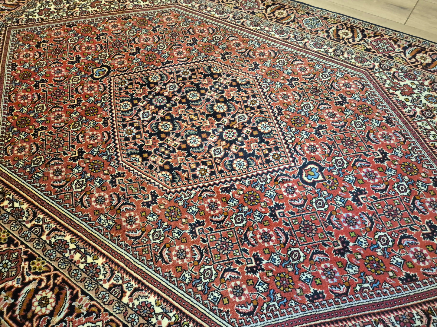 Bidjar Teppich Korkwolle Medaillon florales Design feine Knüpfung