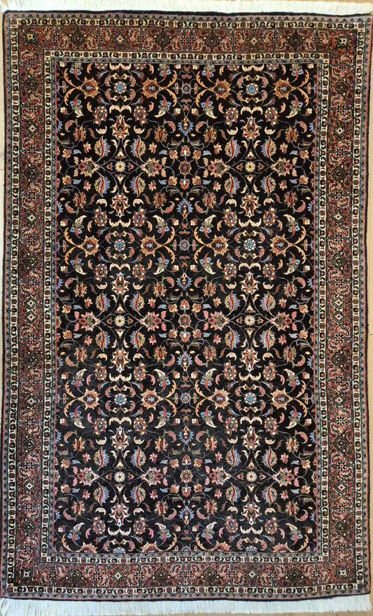 Bidjar Teppich Korkwolle Seide florales Allover-Muster feine Knüpfung