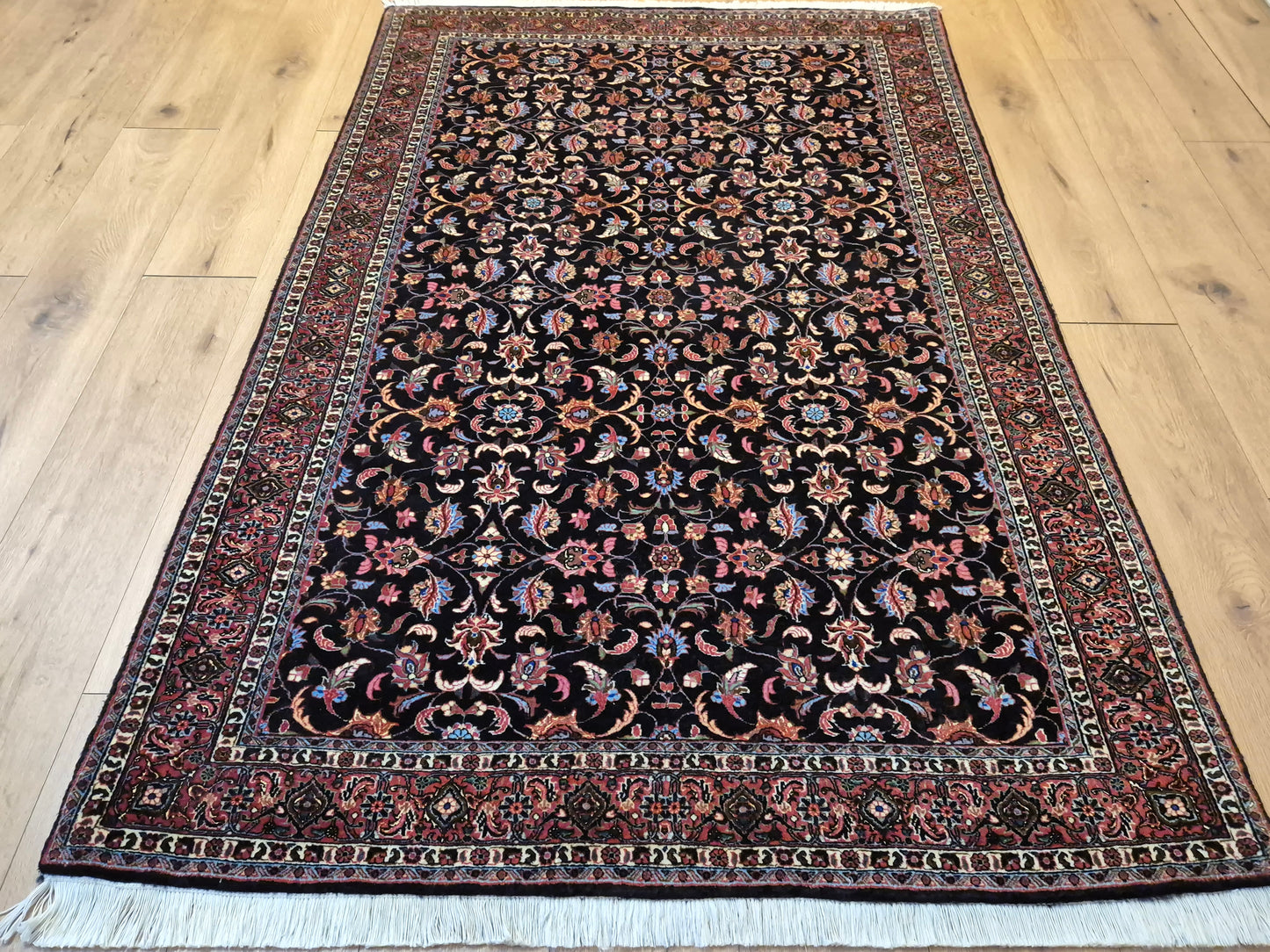 Bidjar Teppich Korkwolle Seide florales Allover-Muster feine Knüpfung