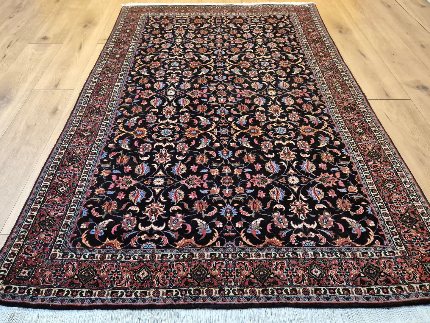 Bidjar Teppich Korkwolle Seide florales Allover-Muster feine Knüpfung