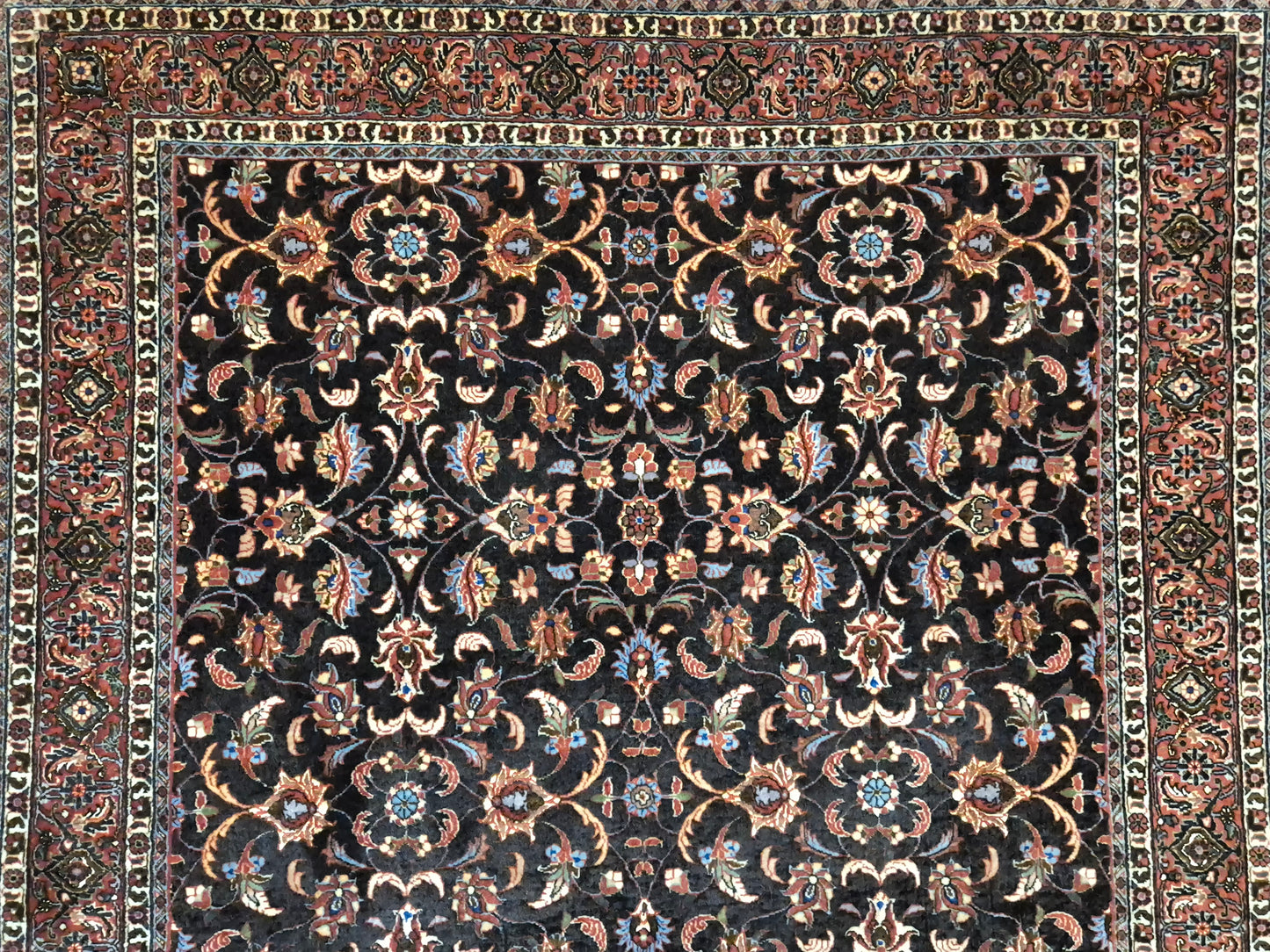 Bidjar Teppich Korkwolle Seide florales Allover-Muster feine Knüpfung