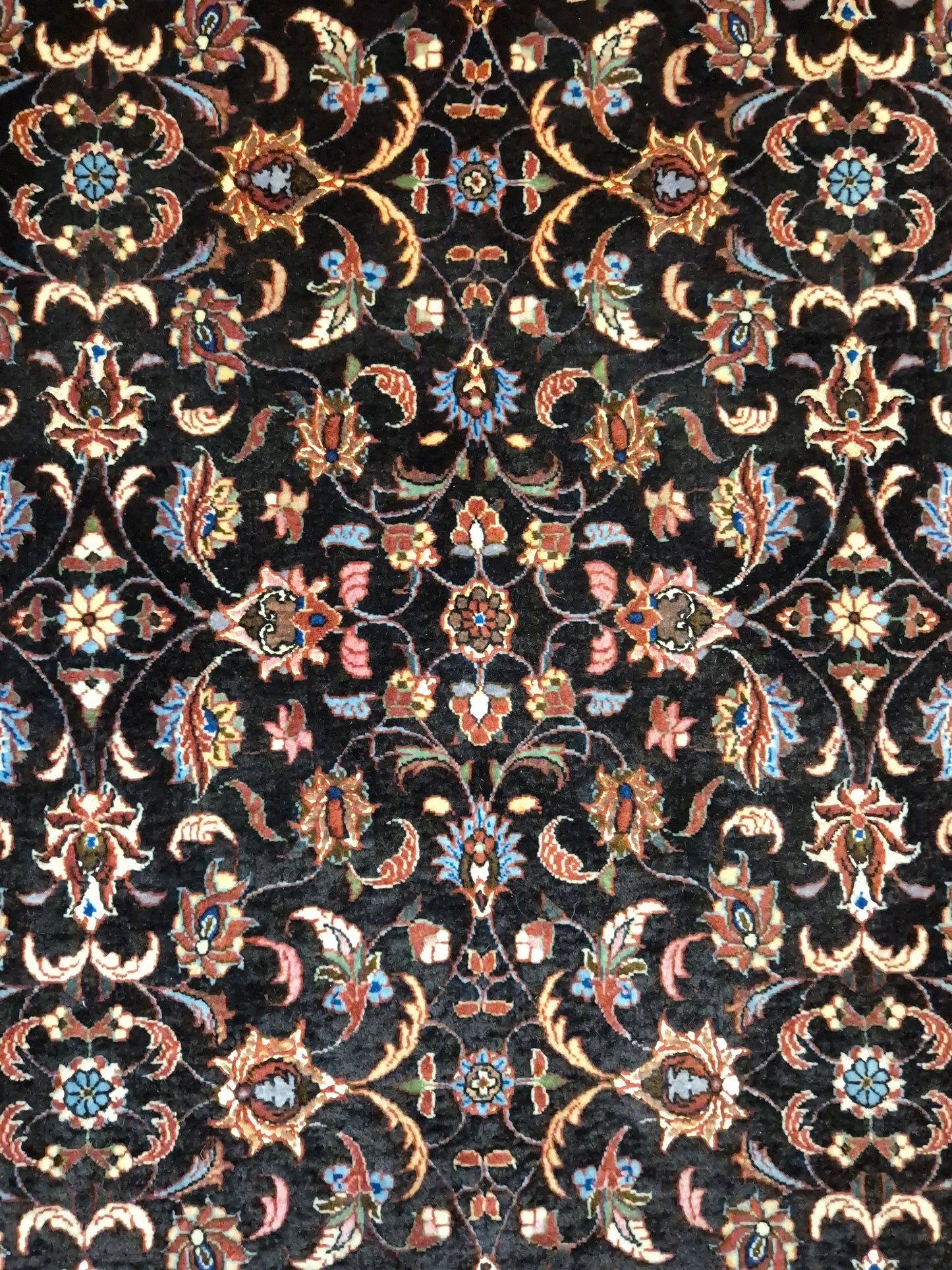 Bidjar Teppich Korkwolle Seide florales Allover-Muster feine Knüpfung