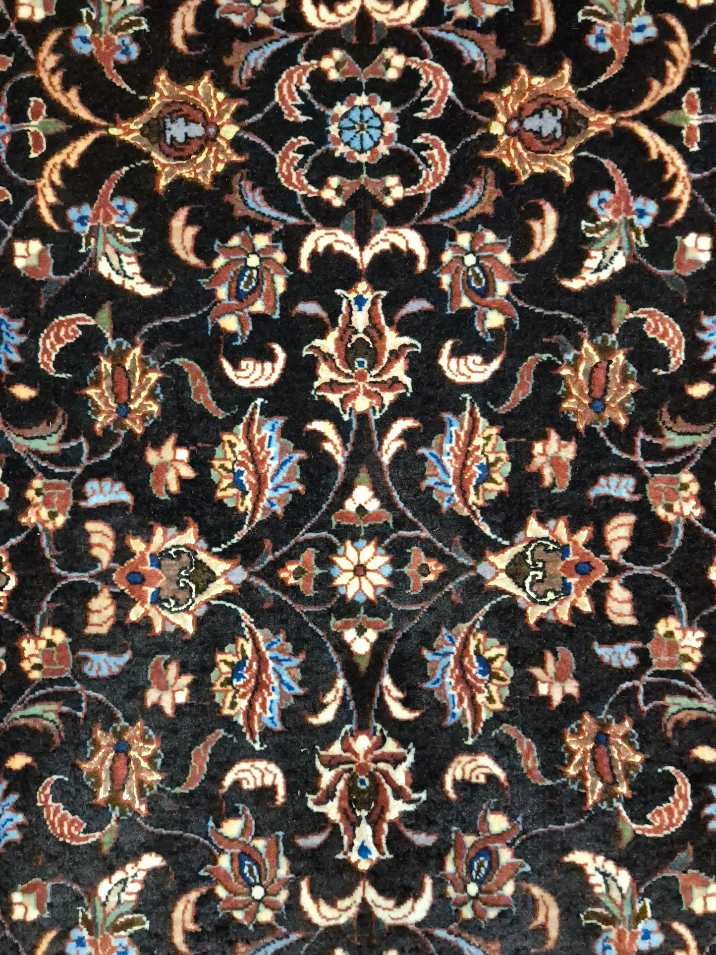 Bidjar Teppich Korkwolle Seide florales Allover-Muster feine Knüpfung
