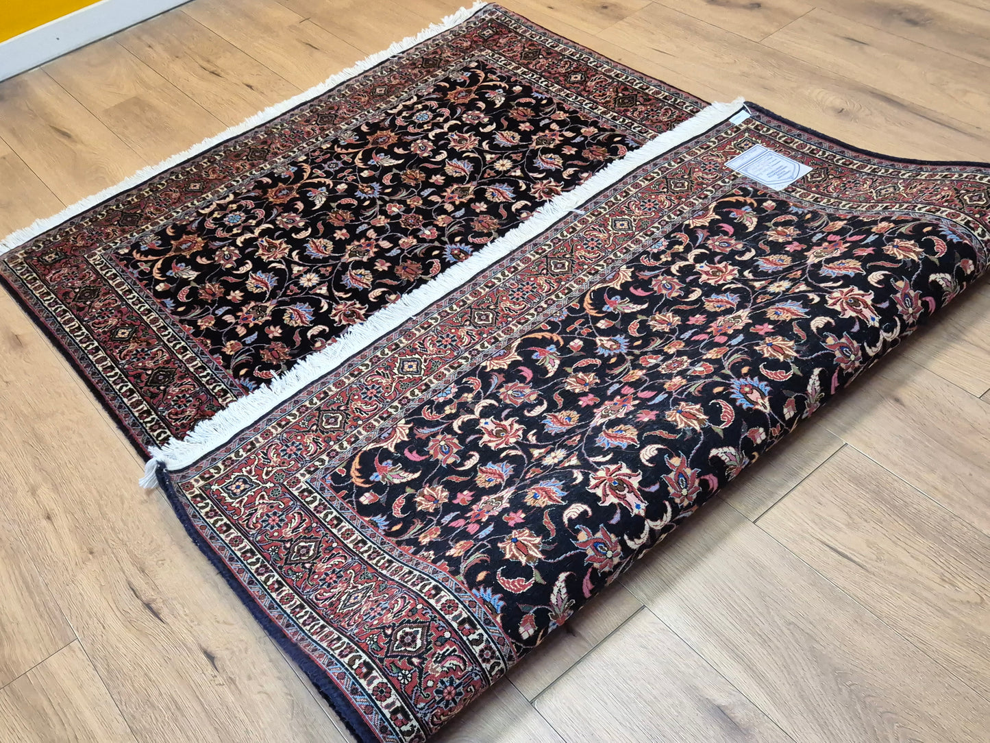 Bidjar Teppich Korkwolle Seide florales Allover-Muster feine Knüpfung