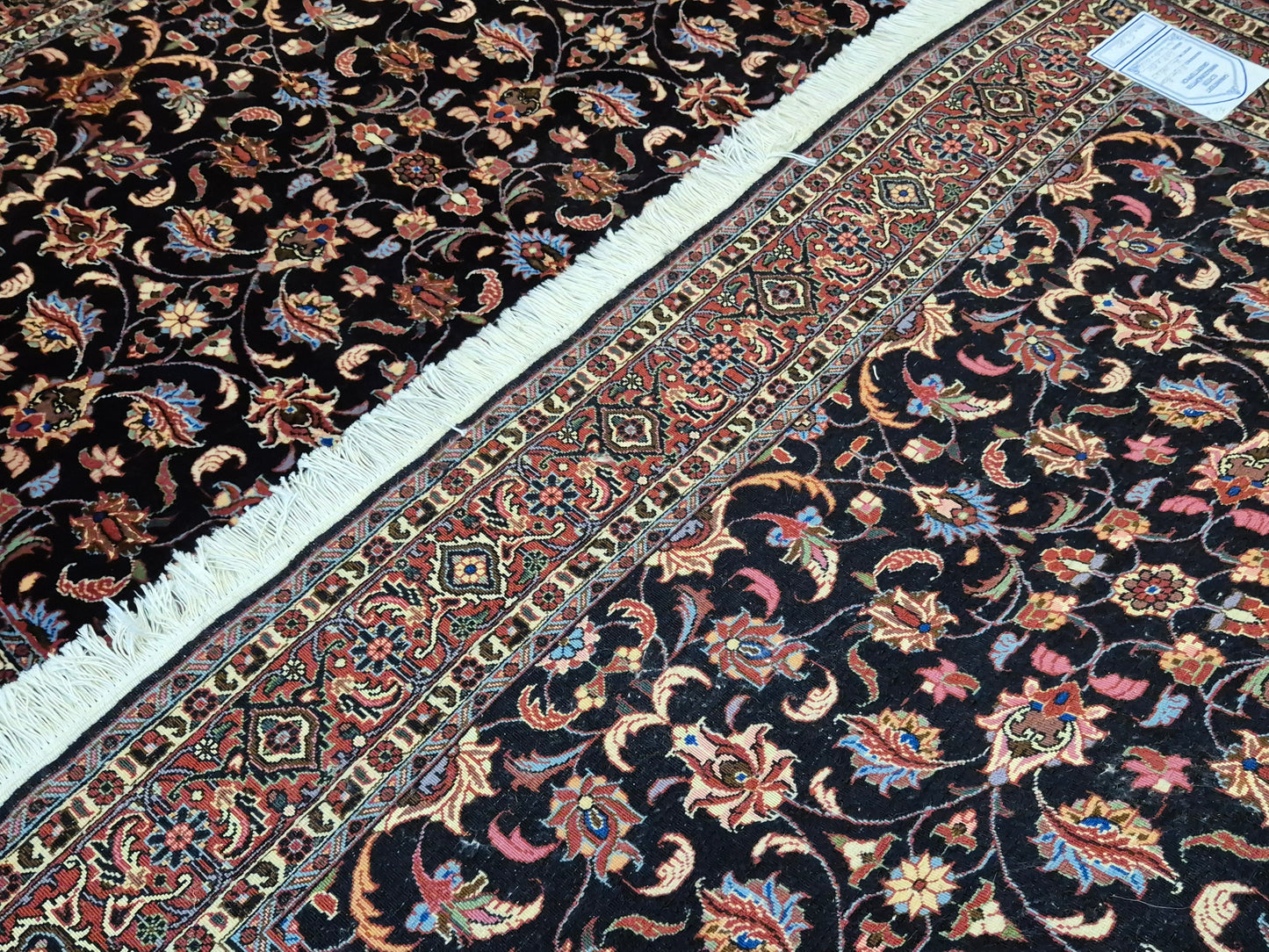 Bidjar Teppich Korkwolle Seide florales Allover-Muster feine Knüpfung