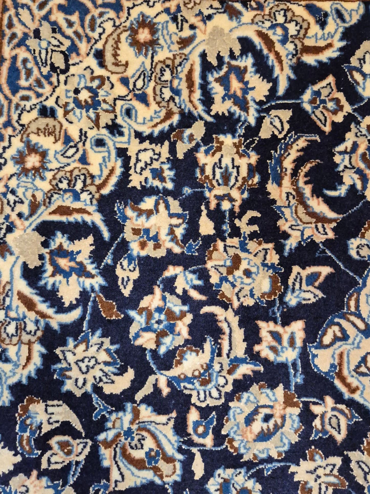 Nain Teppich Korkwolle Seide Medaillon florales Design feine Knüpfung