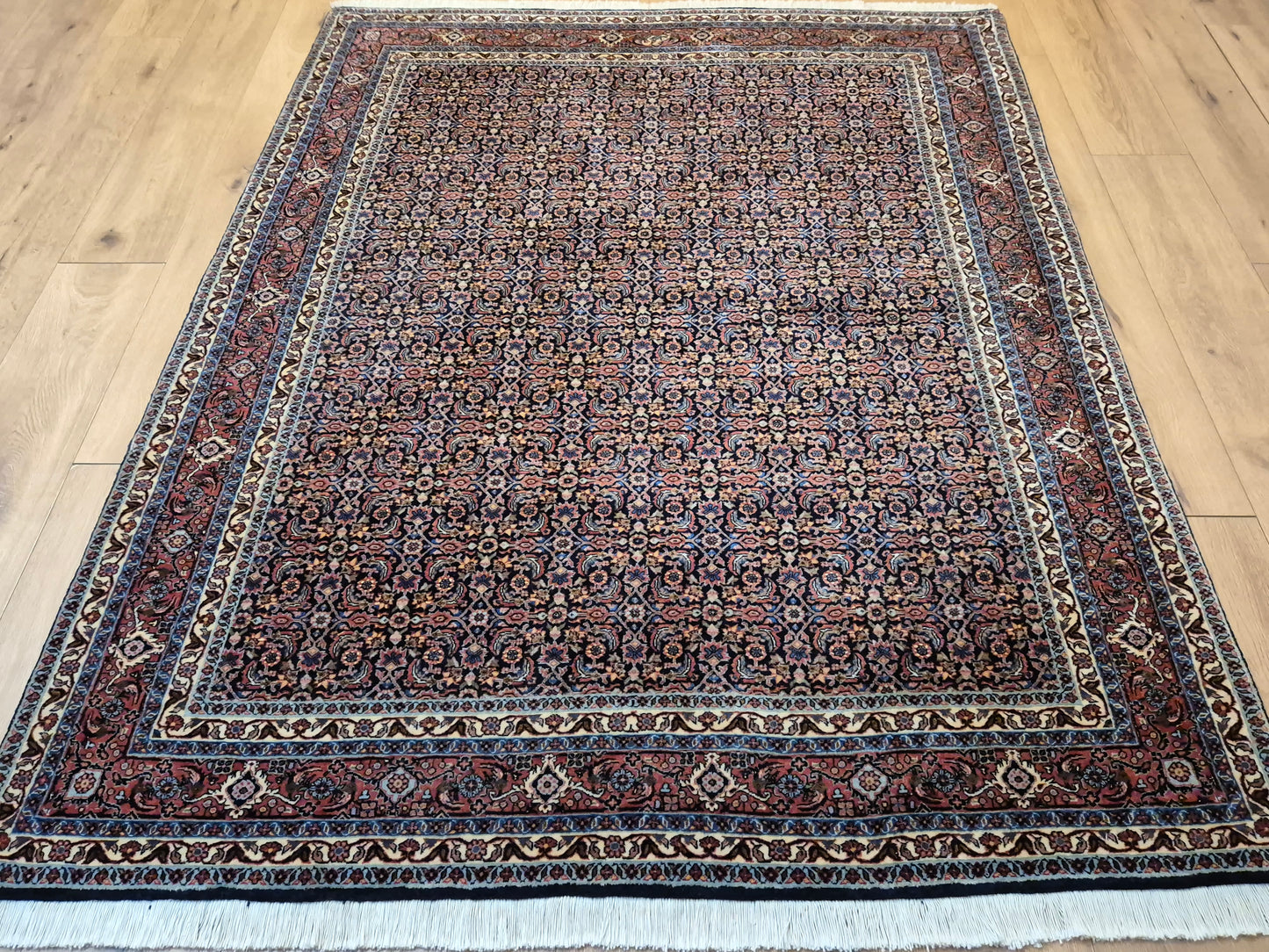 Bidjar Teppich Korkwolle Seide signiert florales Allover-Muster