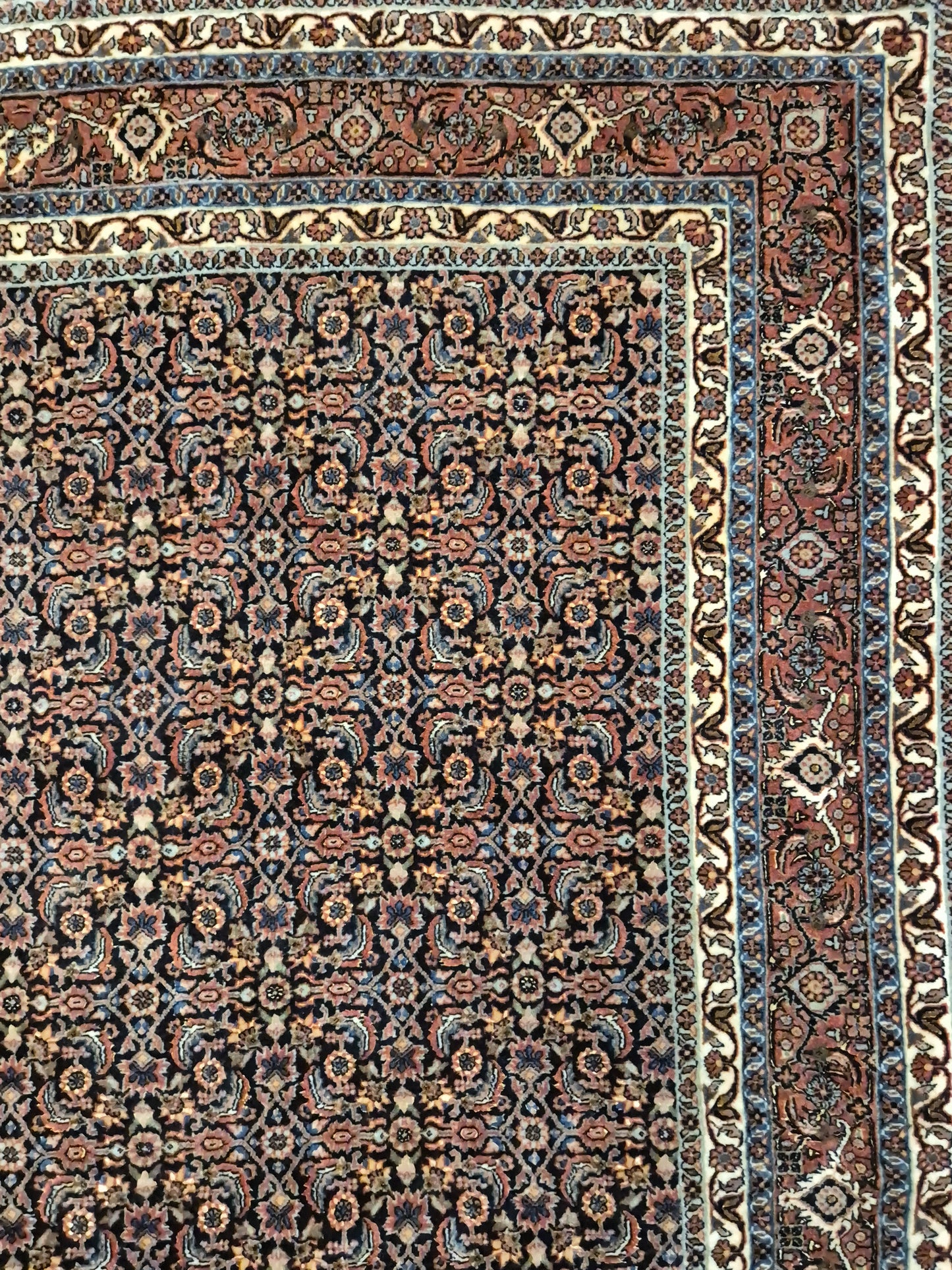 Bidjar Teppich Korkwolle Seide signiert florales Allover-Muster