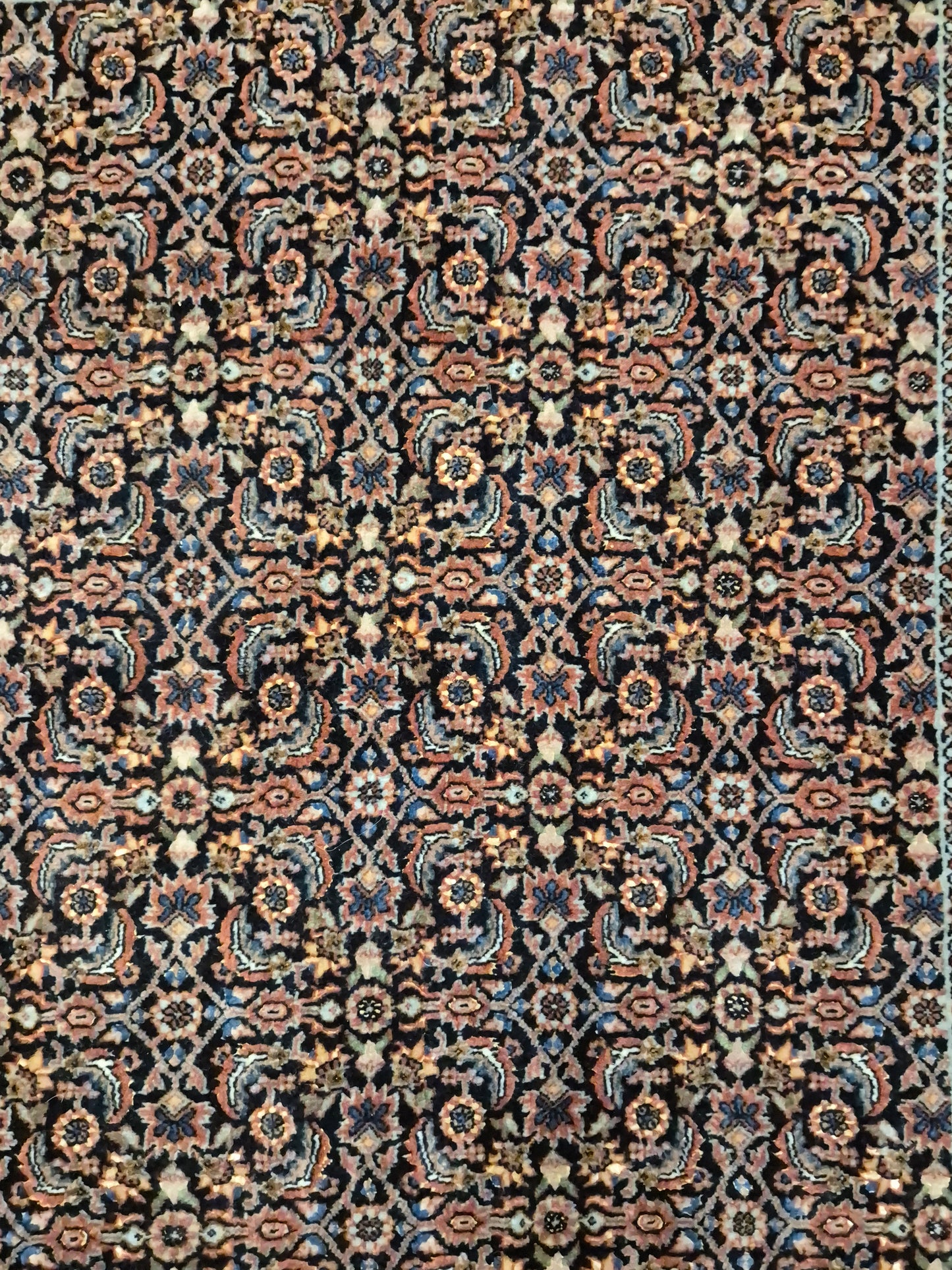 Bidjar Teppich Korkwolle Seide signiert florales Allover-Muster