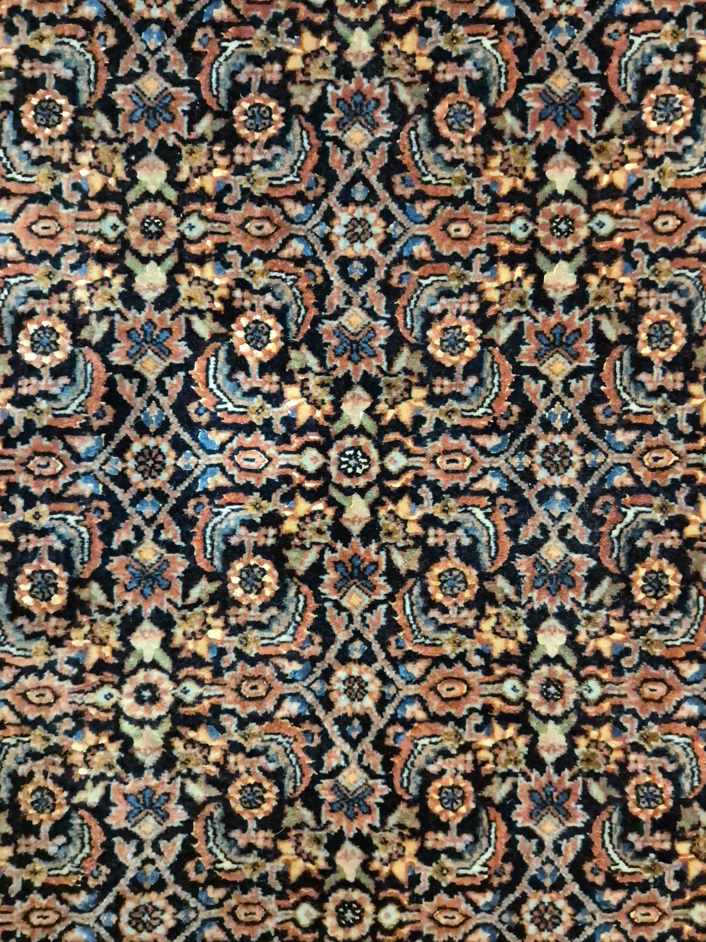 Bidjar Teppich Korkwolle Seide signiert florales Allover-Muster