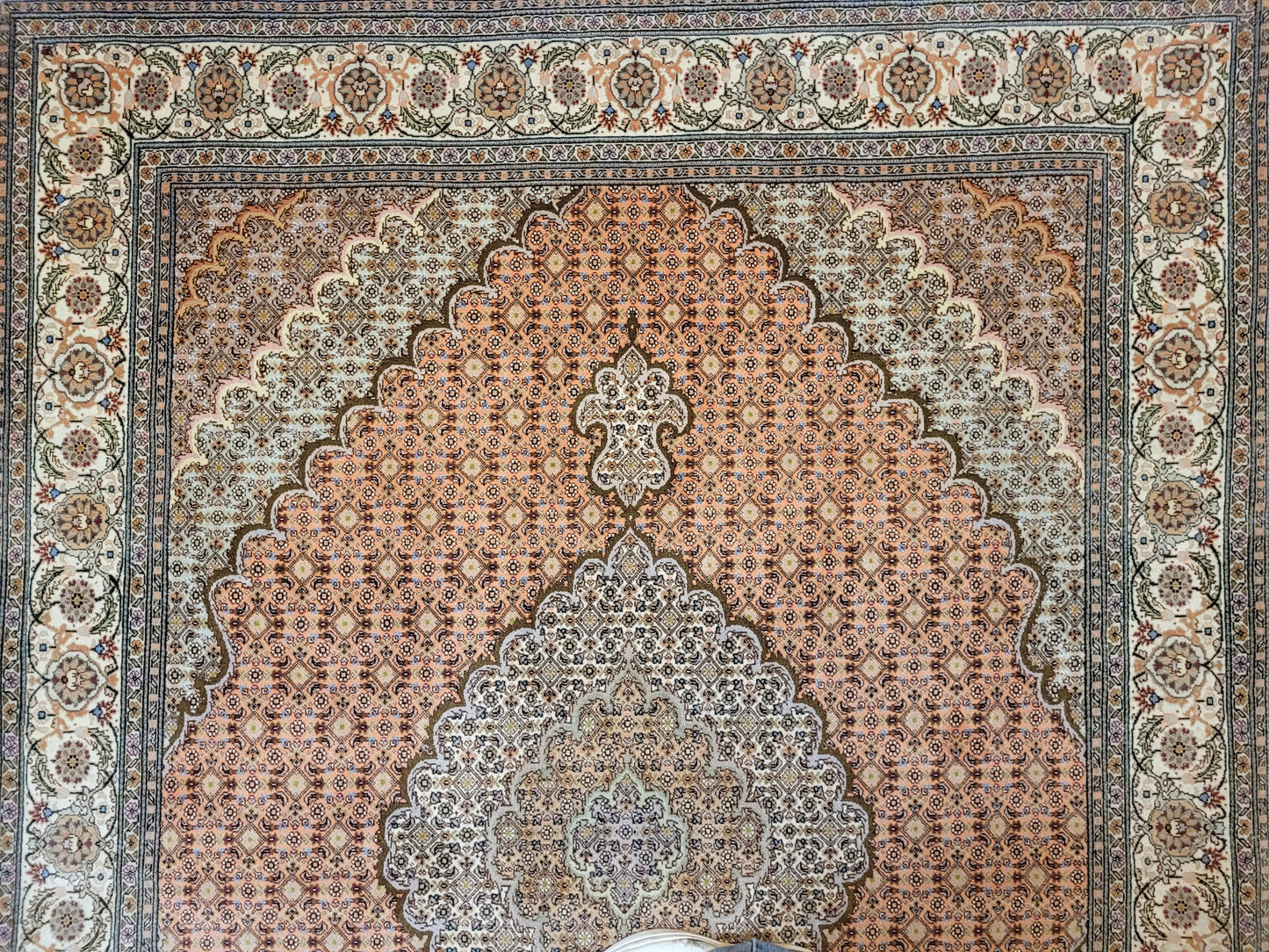 Täbriz Teppich Korkwolle mit Seide feine Knüpfung Medaillon Design