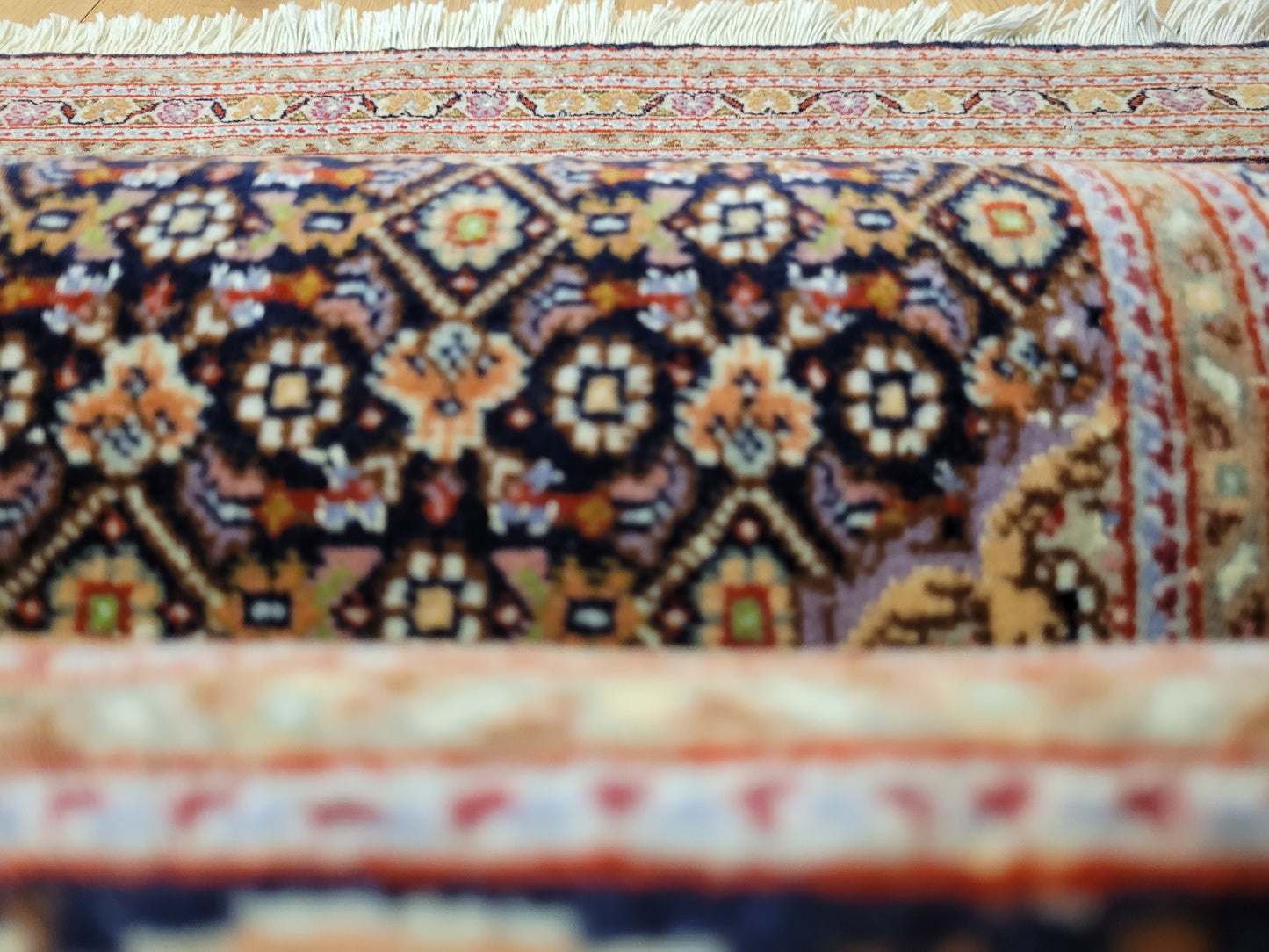 Täbriz Teppich Korkwolle mit Seide feine Knüpfung klassisches Medaillon