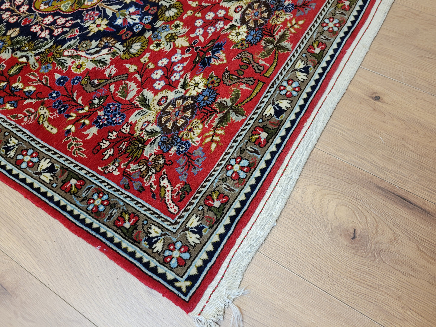 Ghom Teppich Korkwolle Medaillon floral fein geknüpft