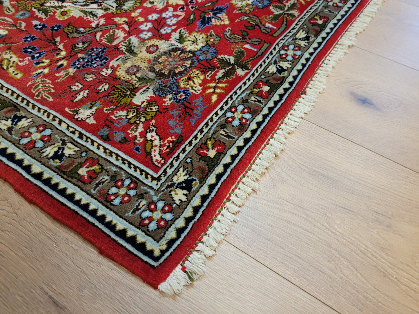 Ghom Teppich Korkwolle Medaillon floral fein geknüpft