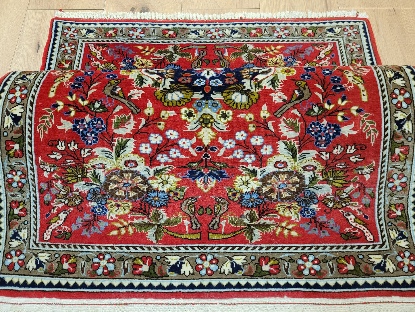 Ghom Teppich Korkwolle Medaillon floral fein geknüpft