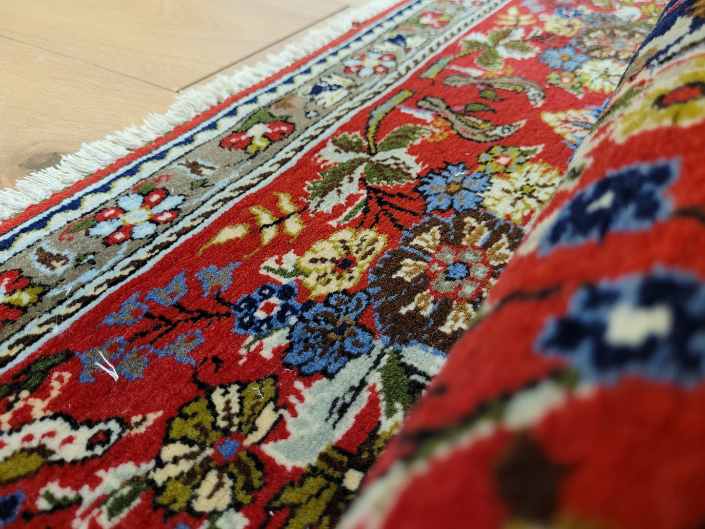 Ghom Teppich Korkwolle Medaillon floral fein geknüpft