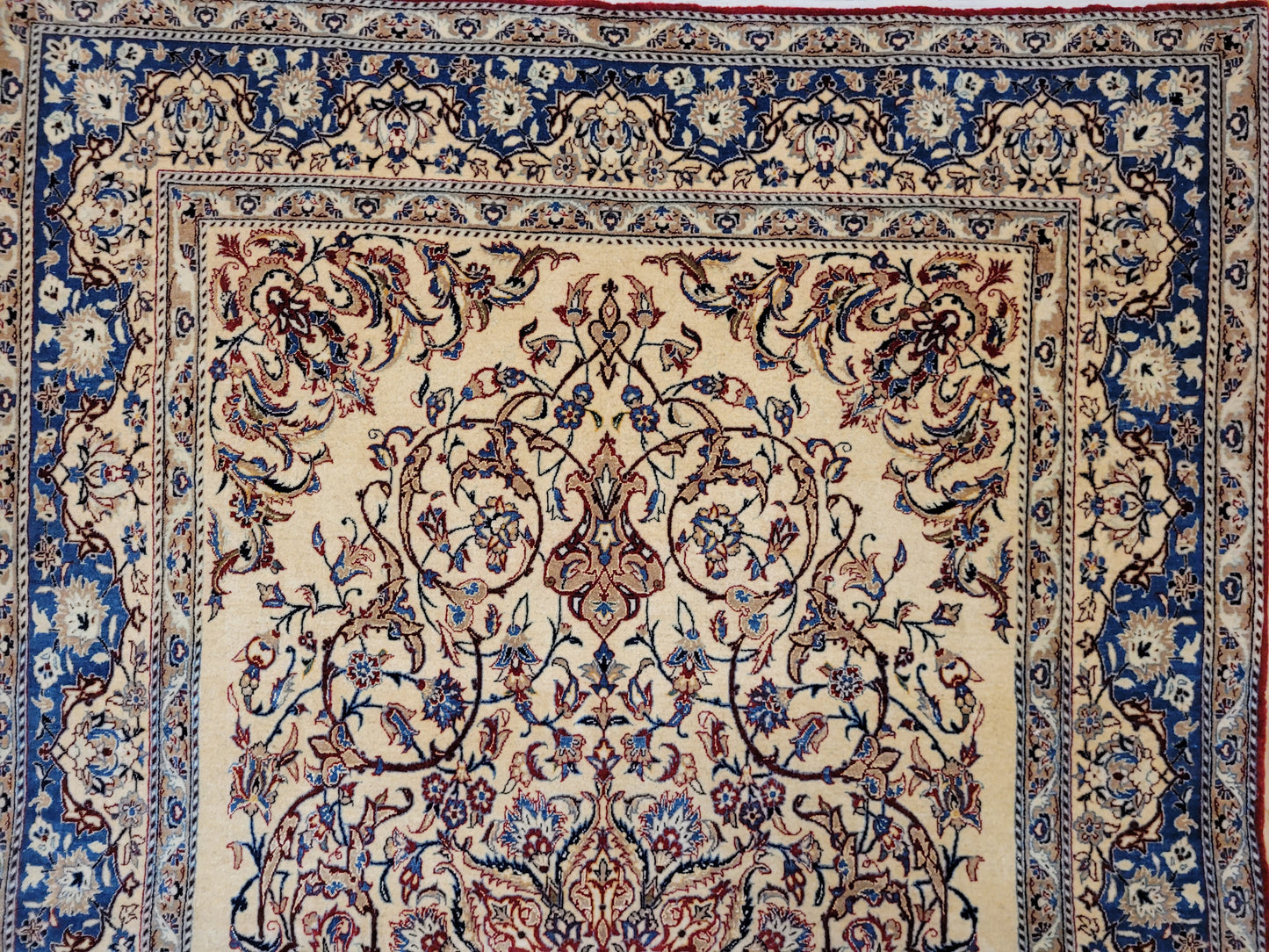 Nain Teppich Wolle Seide florales Medaillon fein geknüpft