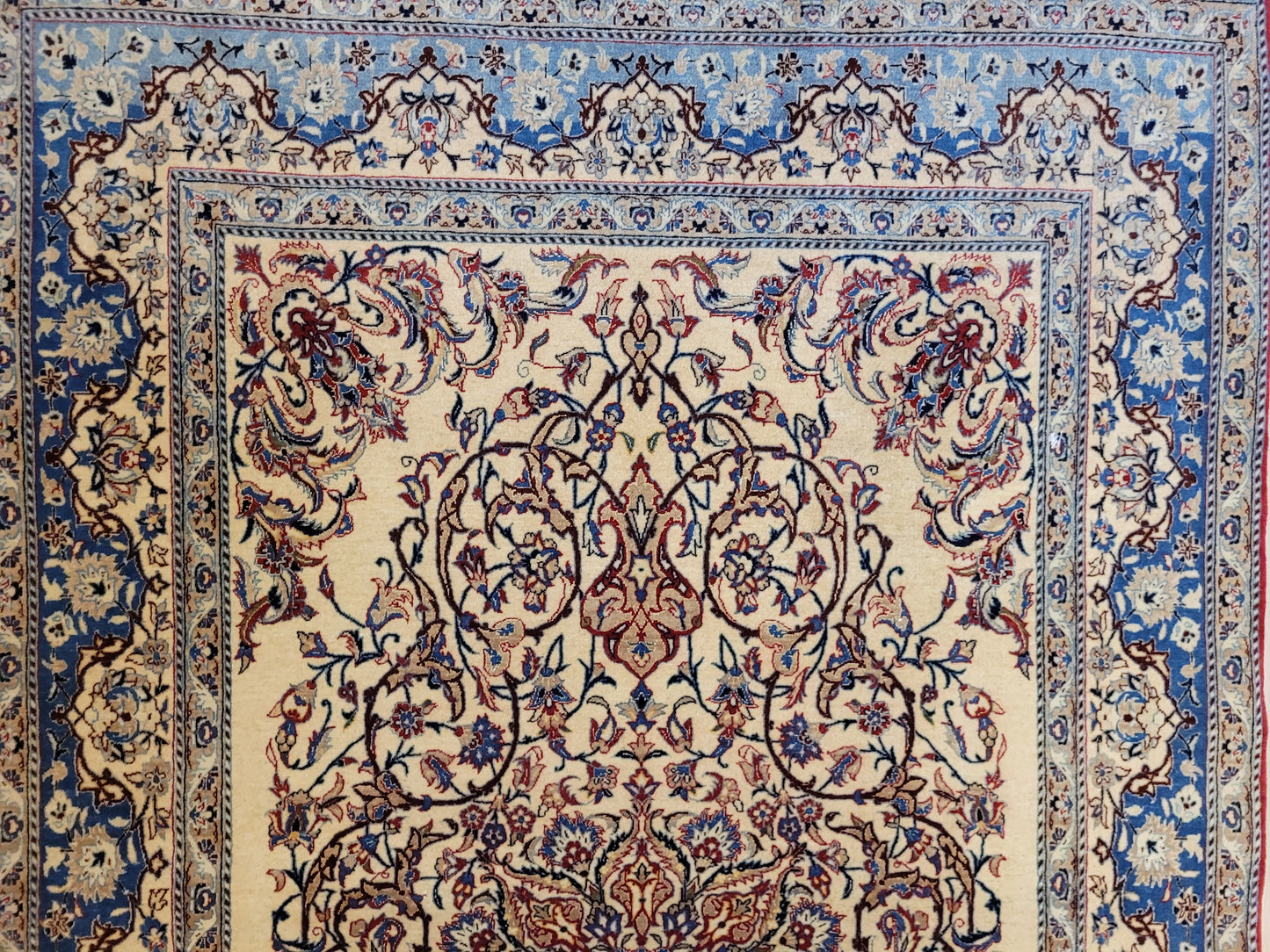 Nain Teppich Wolle Seide florales Medaillon fein geknüpft