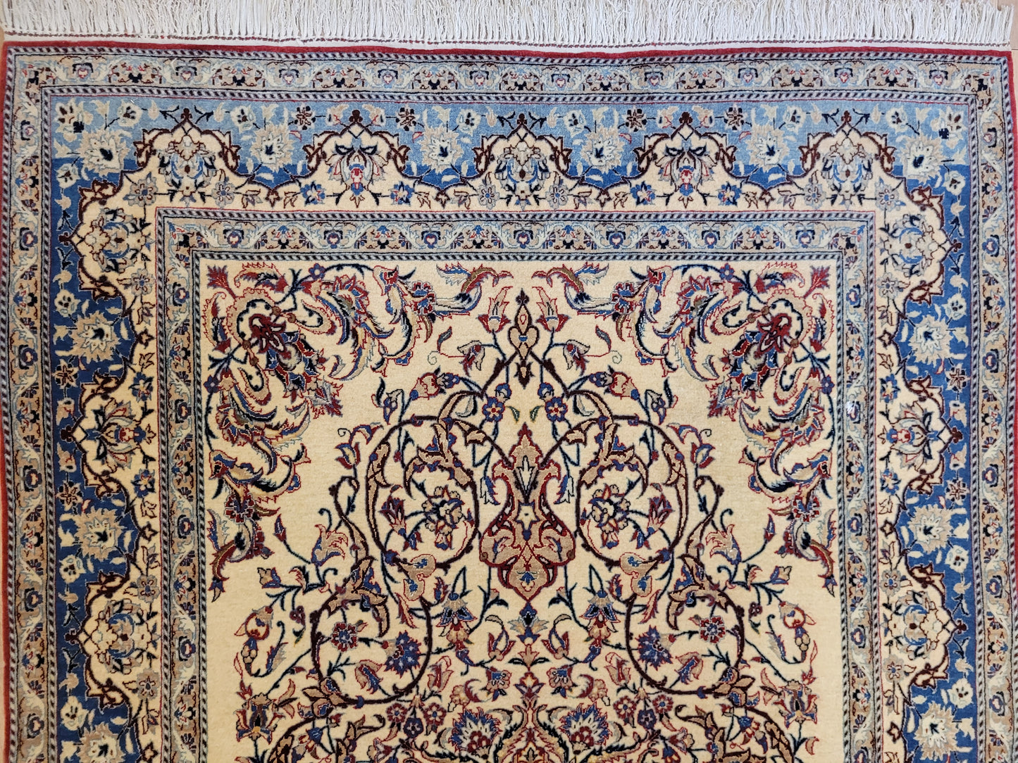 Nain Teppich Wolle Seide florales Medaillon fein geknüpft