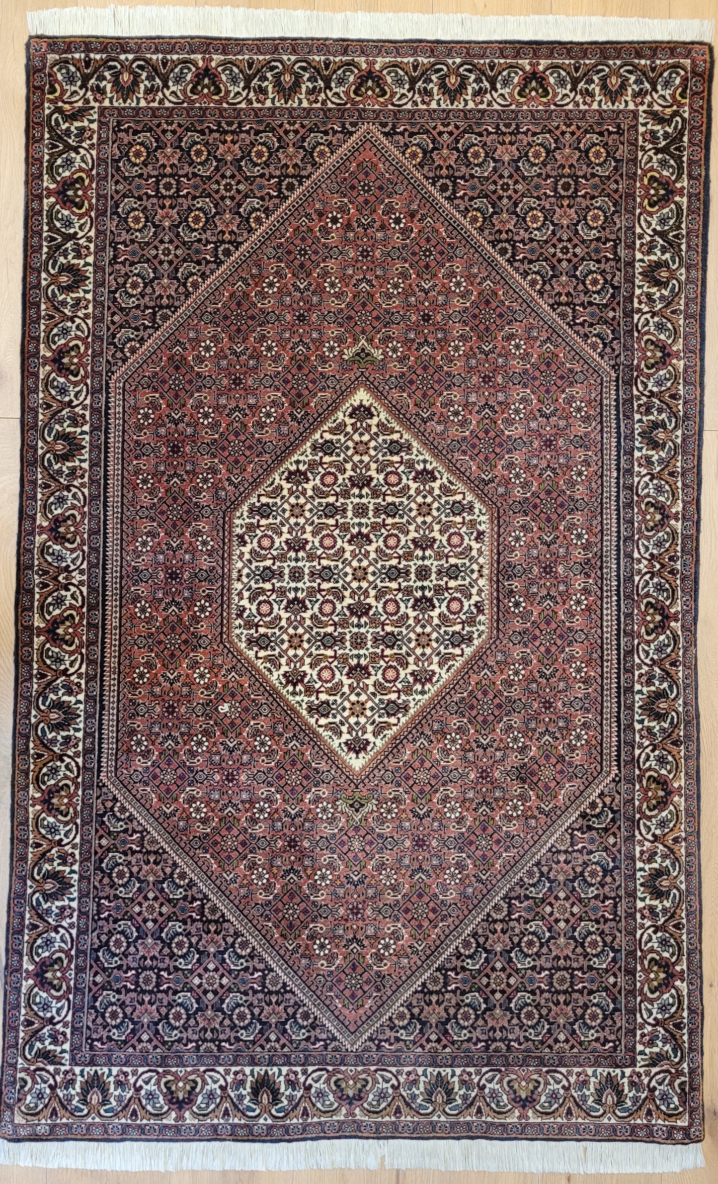 Bidjar Teppich Wolle Hexagon Medaillon dicht geknüpft