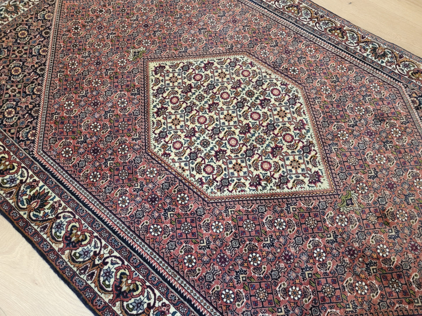 Bidjar Teppich Wolle Hexagon Medaillon dicht geknüpft