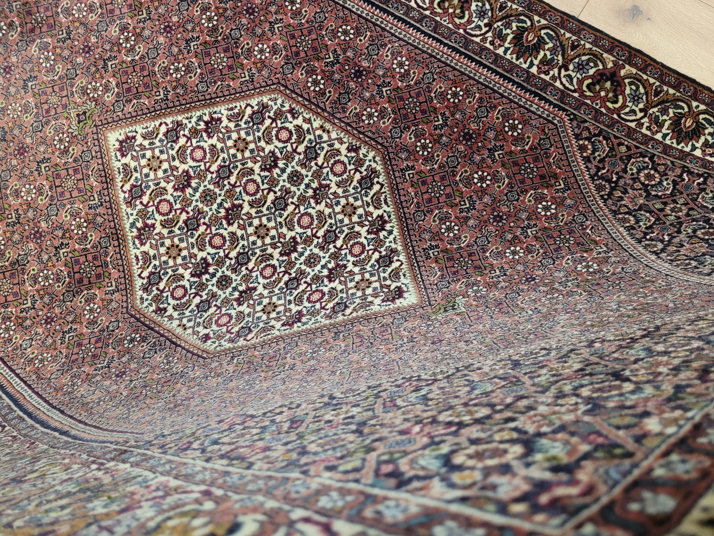 Bidjar Teppich Wolle Hexagon Medaillon dicht geknüpft