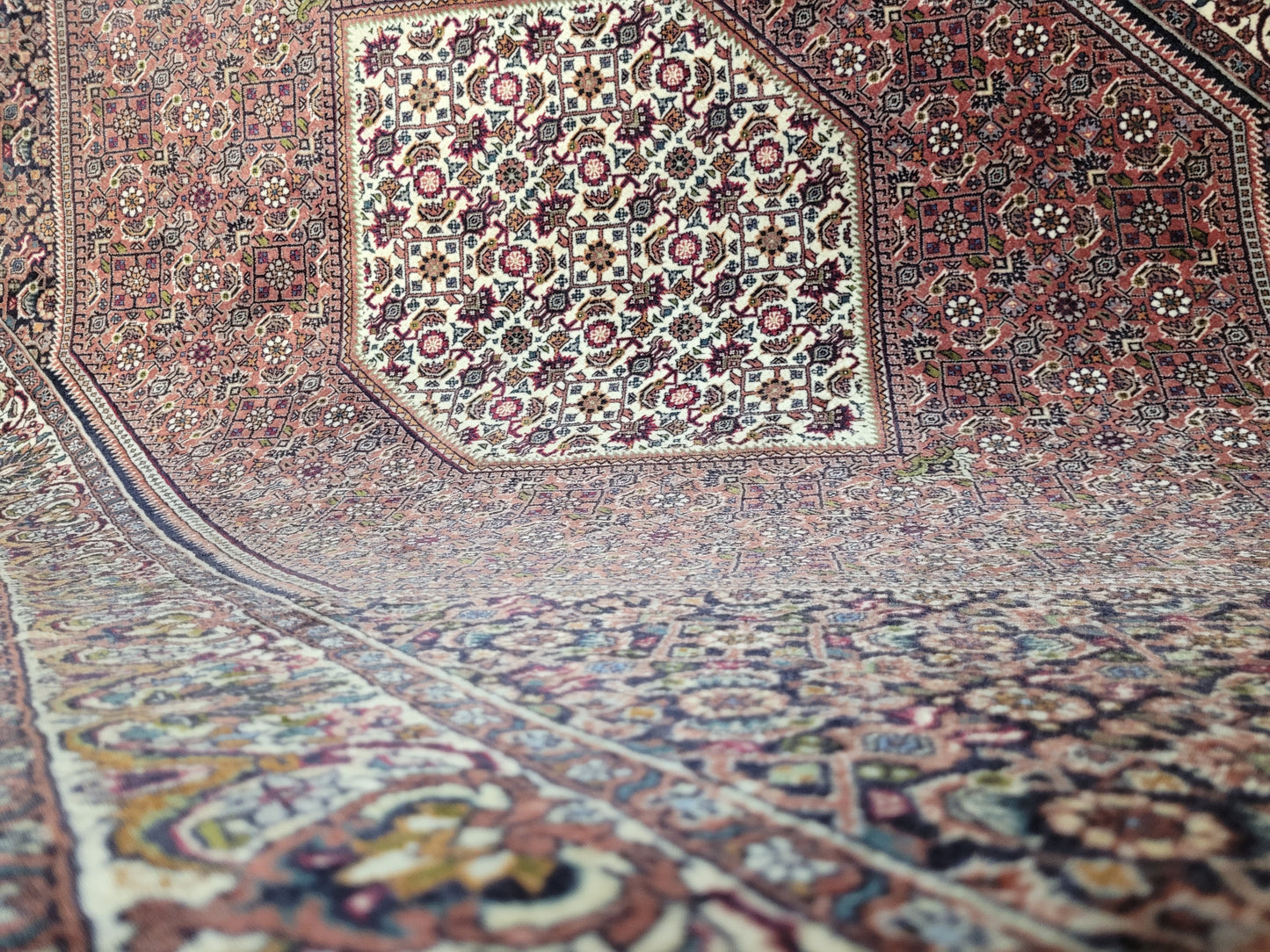 Bidjar Teppich Wolle Hexagon Medaillon dicht geknüpft