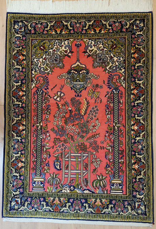 Ghom Teppich Korkwolle Lebensbaum feine Handknüpfung