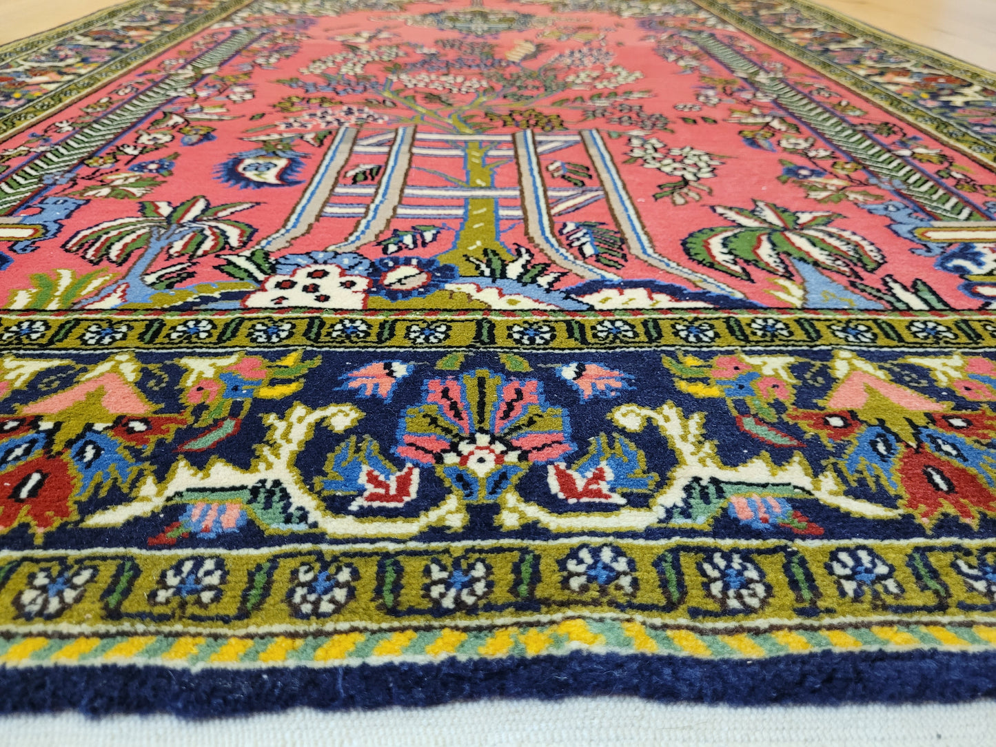 Ghom Teppich Korkwolle Lebensbaum feine Handknüpfung