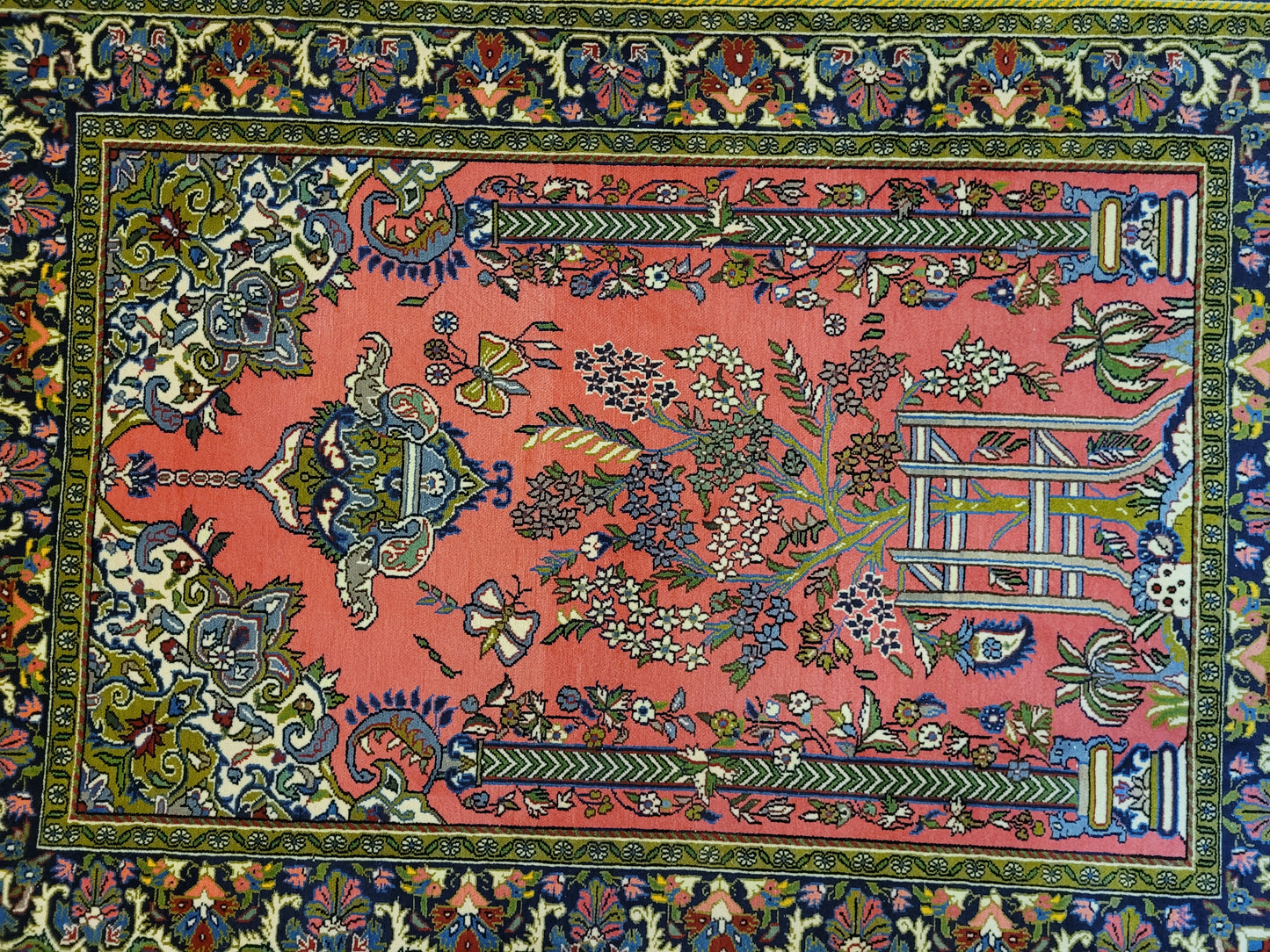 Ghom Teppich Korkwolle Lebensbaum feine Handknüpfung