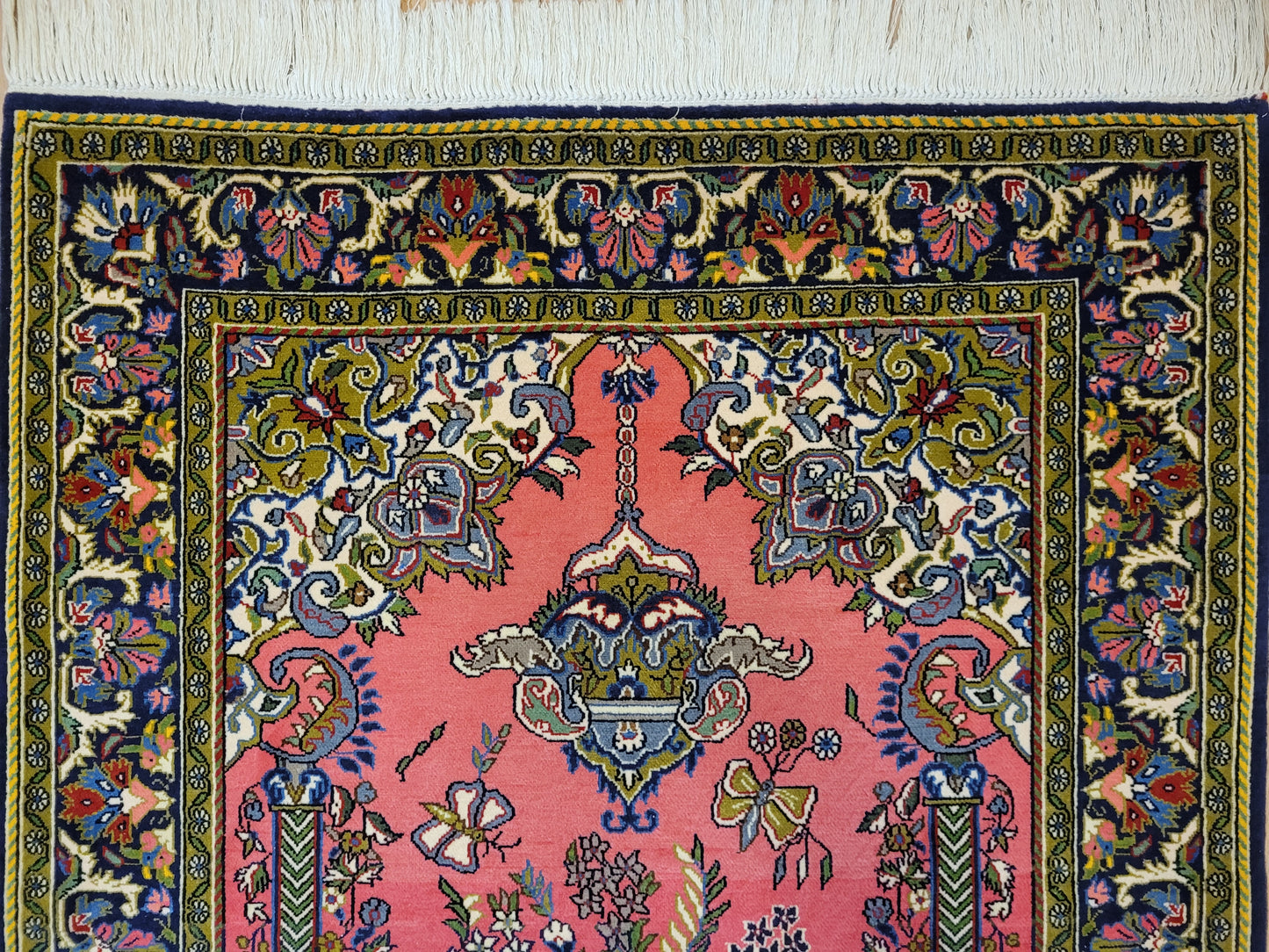 Ghom Teppich Korkwolle Lebensbaum feine Handknüpfung