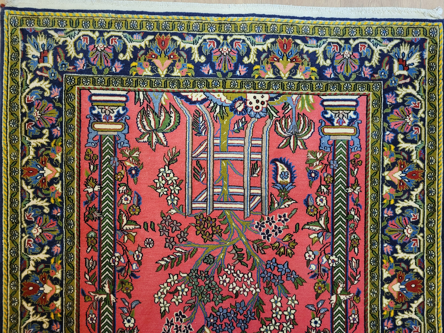 Ghom Teppich Korkwolle Lebensbaum feine Handknüpfung