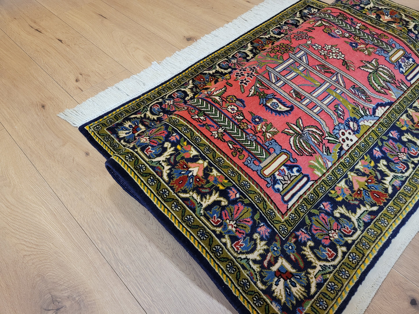 Ghom Teppich Korkwolle Lebensbaum feine Handknüpfung