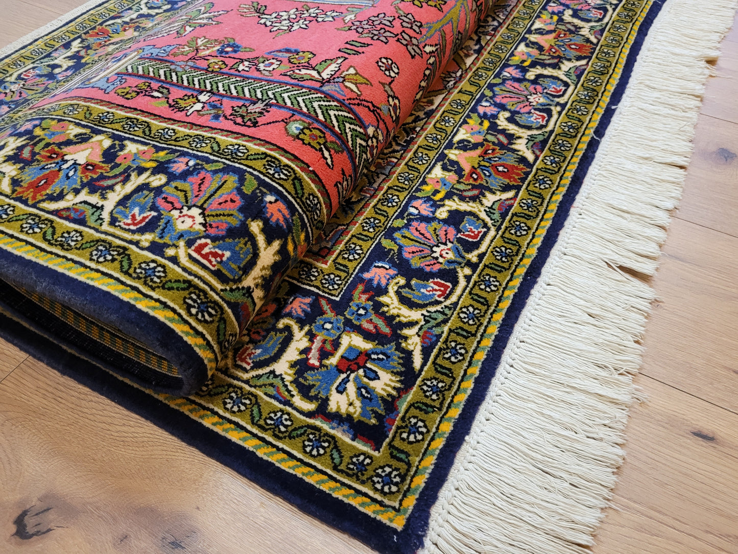 Ghom Teppich Korkwolle Lebensbaum feine Handknüpfung