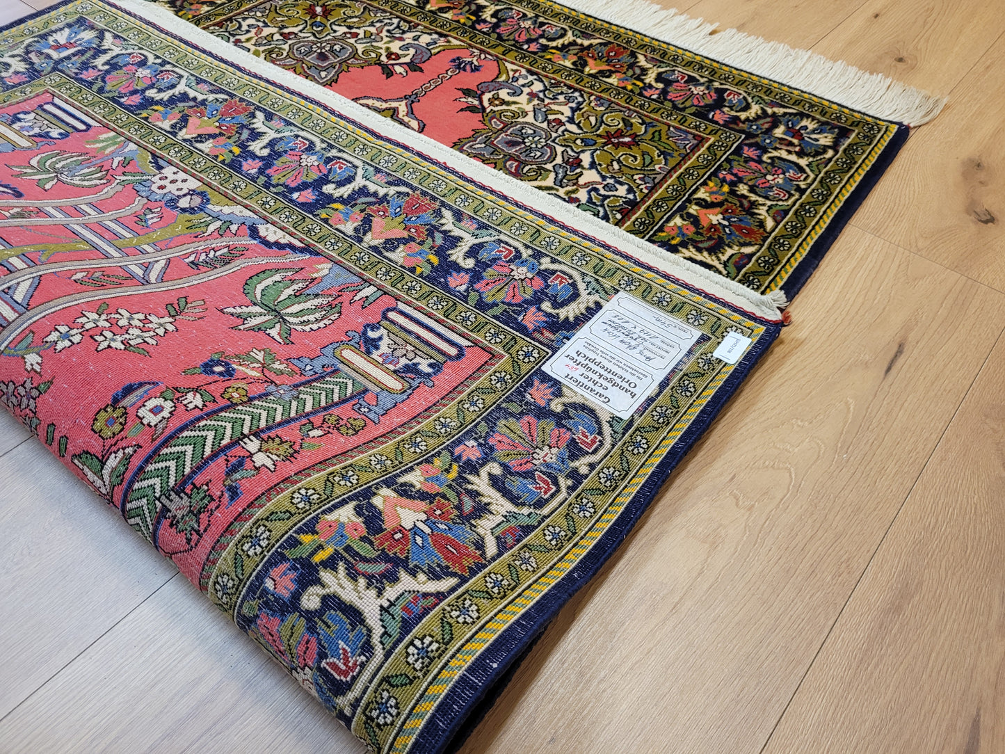 Ghom Teppich Korkwolle Lebensbaum feine Handknüpfung