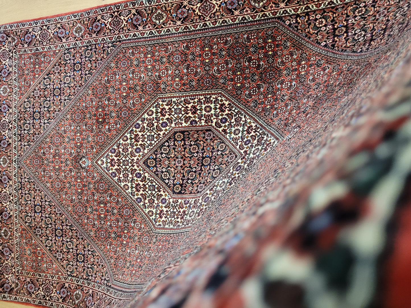 Bidjar Teppich Korkwolle feine Knüpfung Medaillon geometrisch