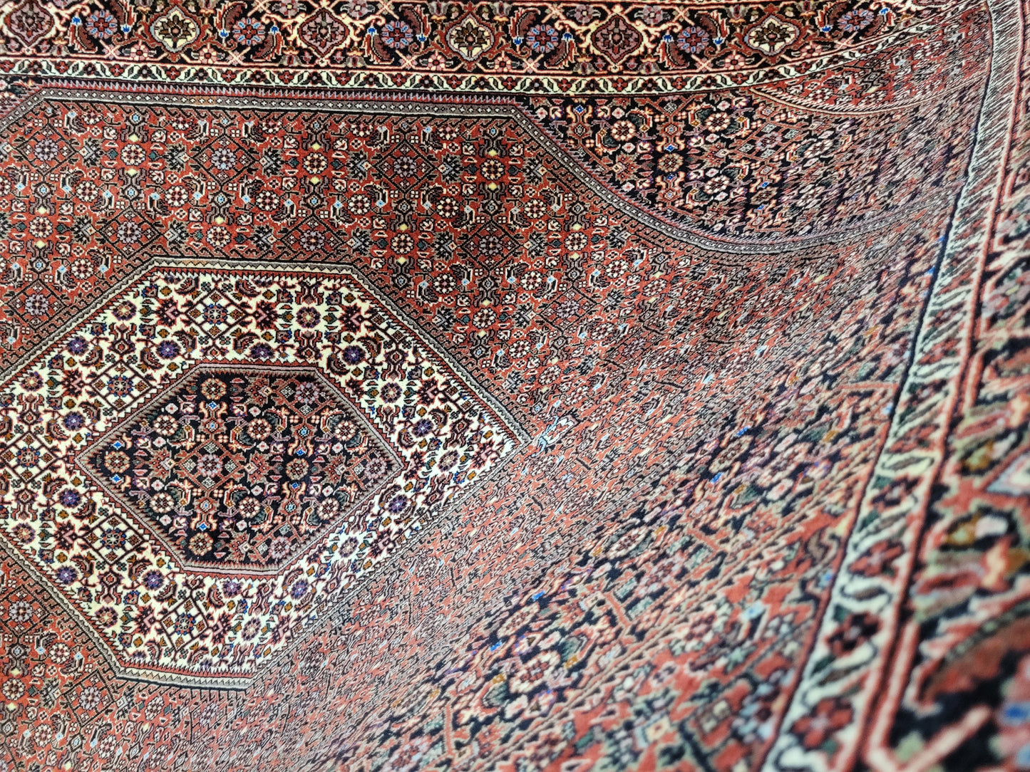 Bidjar Teppich Korkwolle feine Knüpfung Medaillon geometrisch