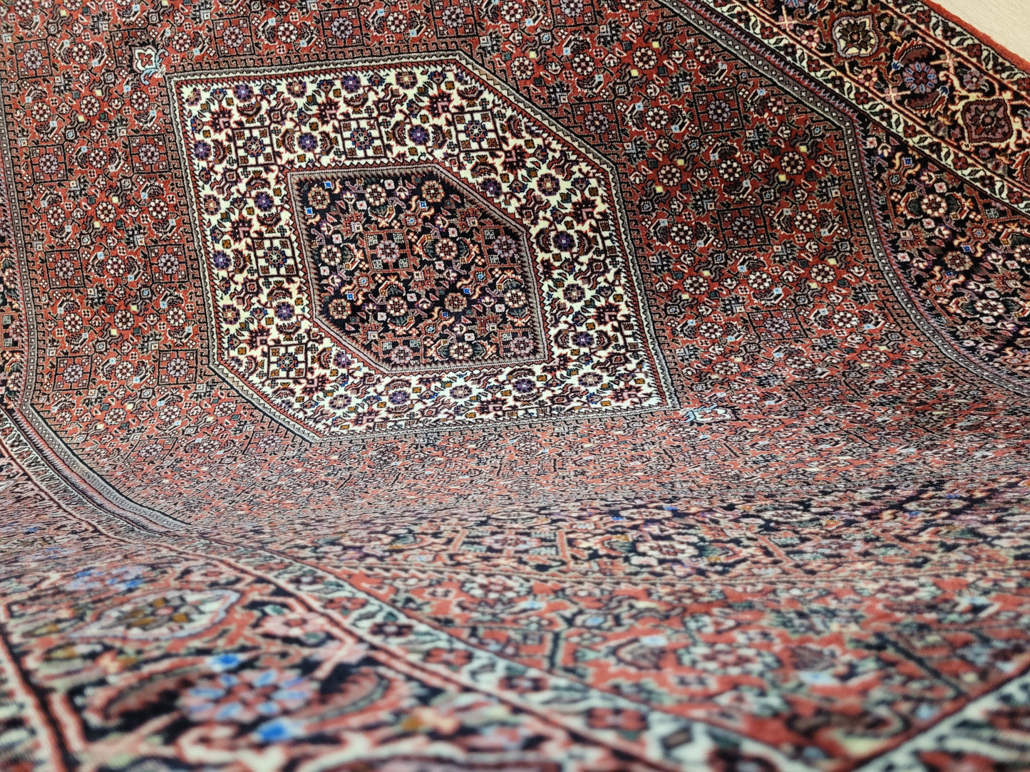 Bidjar Teppich Korkwolle feine Knüpfung Medaillon geometrisch