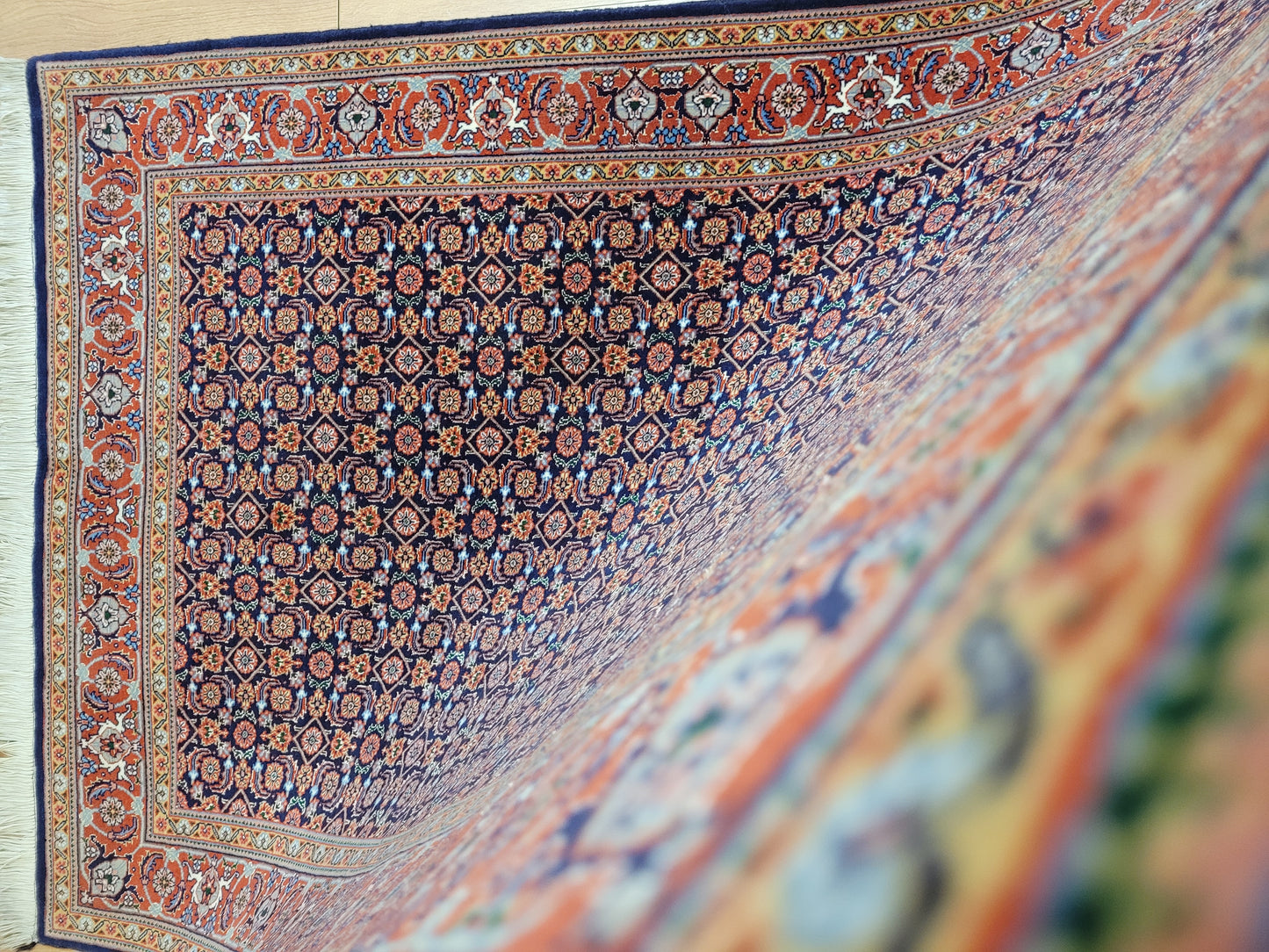 Täbriz Teppich Korkwolle mit Seide feine Knüpfung Allover Muster