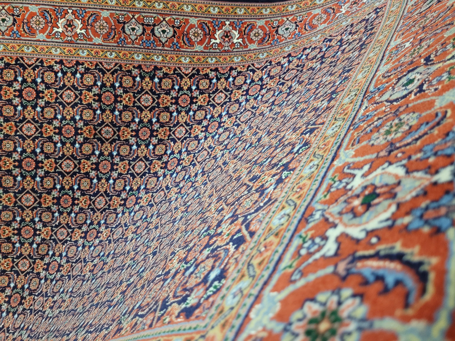 Täbriz Teppich Korkwolle mit Seide feine Knüpfung Allover Muster