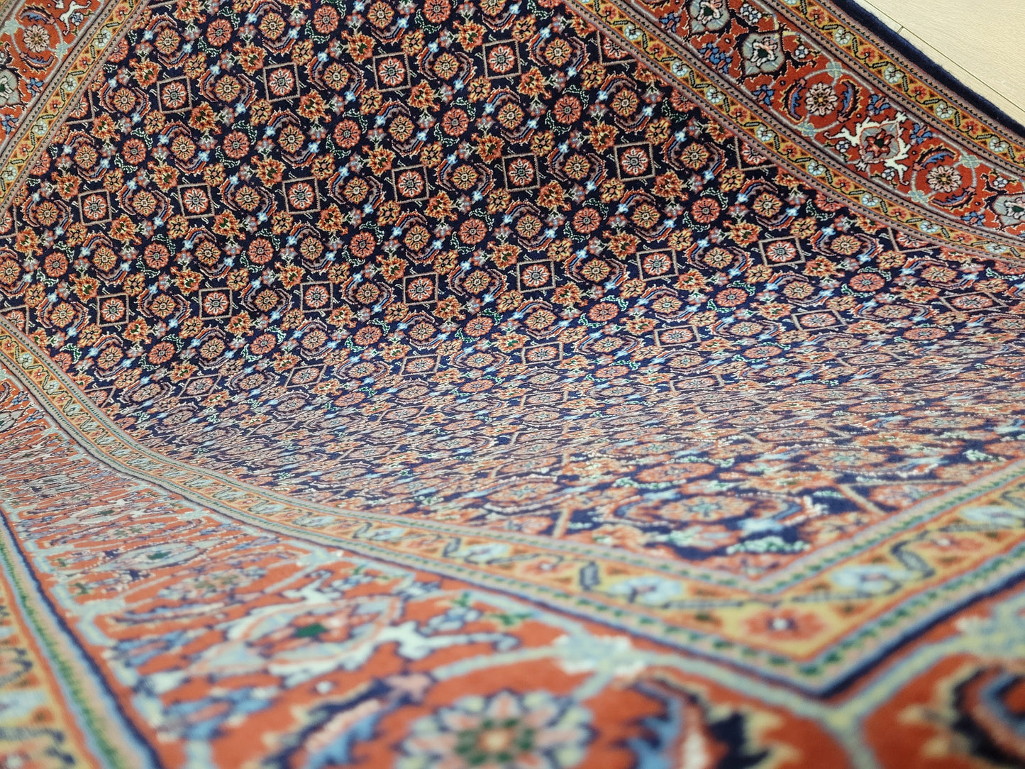 Täbriz Teppich Korkwolle mit Seide feine Knüpfung Allover Muster