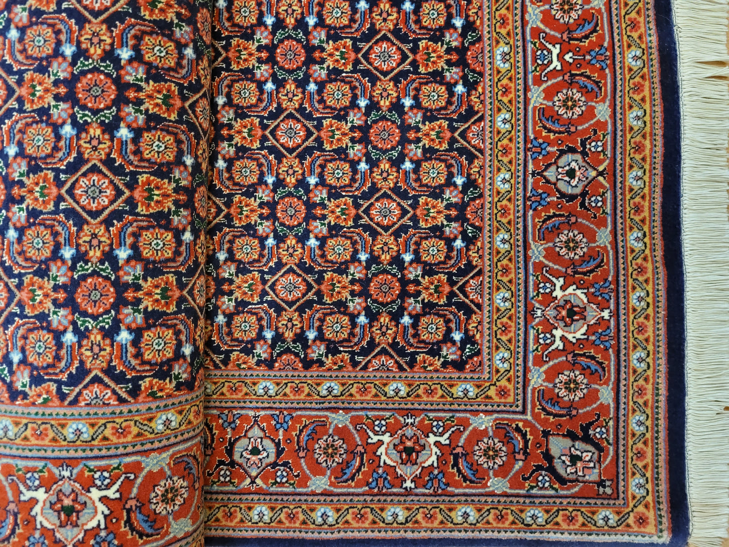 Täbriz Teppich Korkwolle mit Seide feine Knüpfung Allover Muster