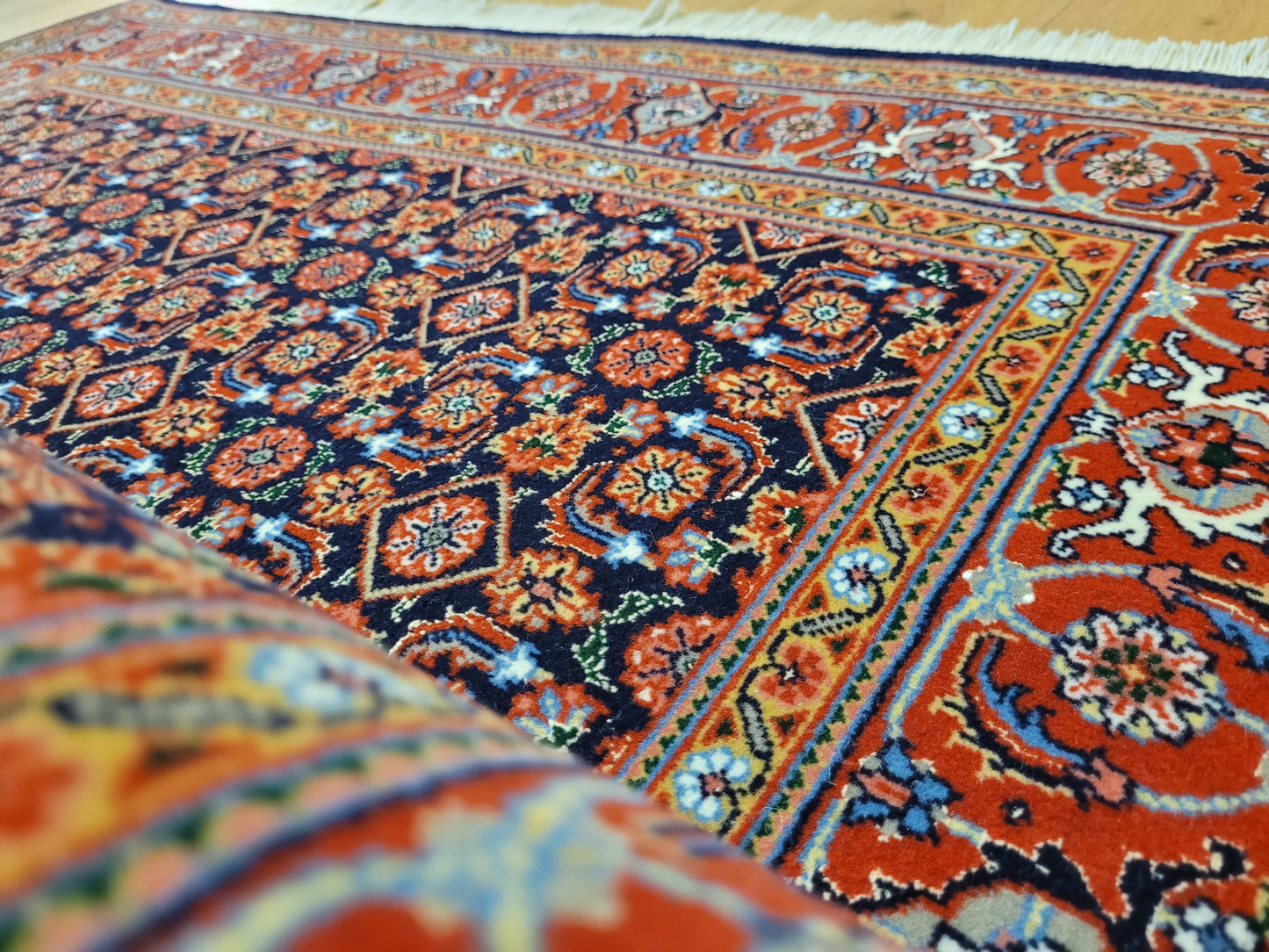 Täbriz Teppich Korkwolle mit Seide feine Knüpfung Allover Muster