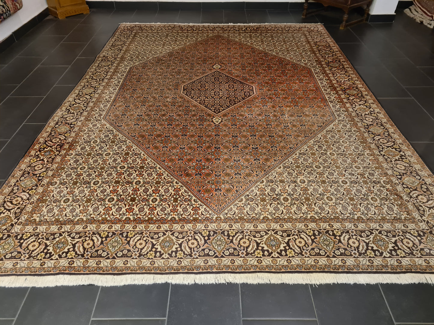 Perserteppich Orientteppich Handgeknüpfter Teppich Bidjar 345x255cm