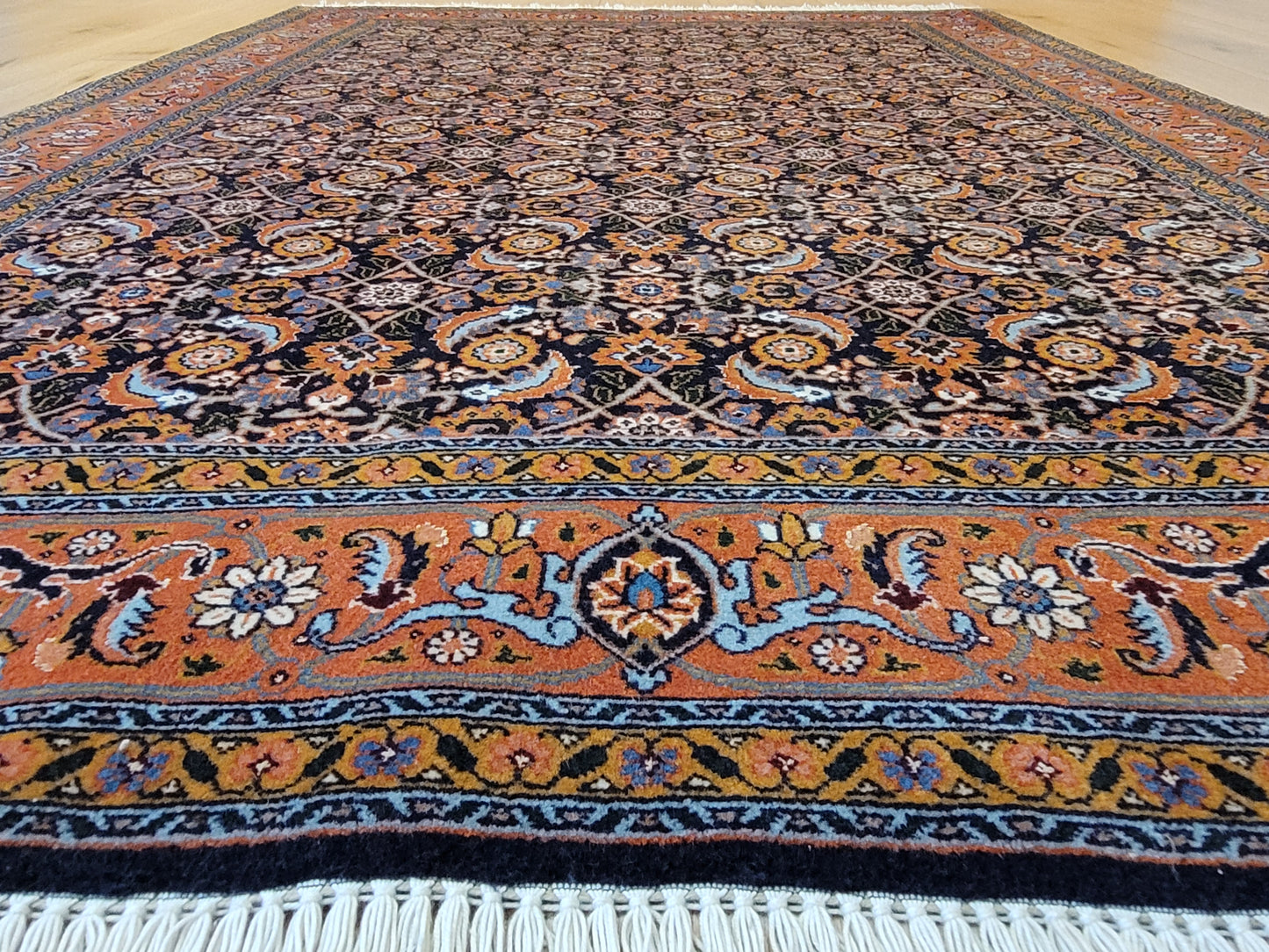 Täbriz Teppich Korkwolle mit Seide feine Knüpfung Allover Muster