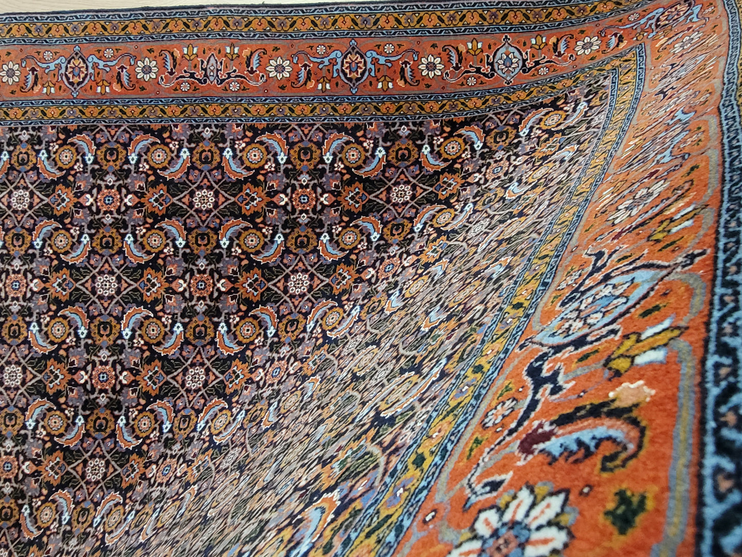 Täbriz Teppich Korkwolle mit Seide feine Knüpfung Allover Muster