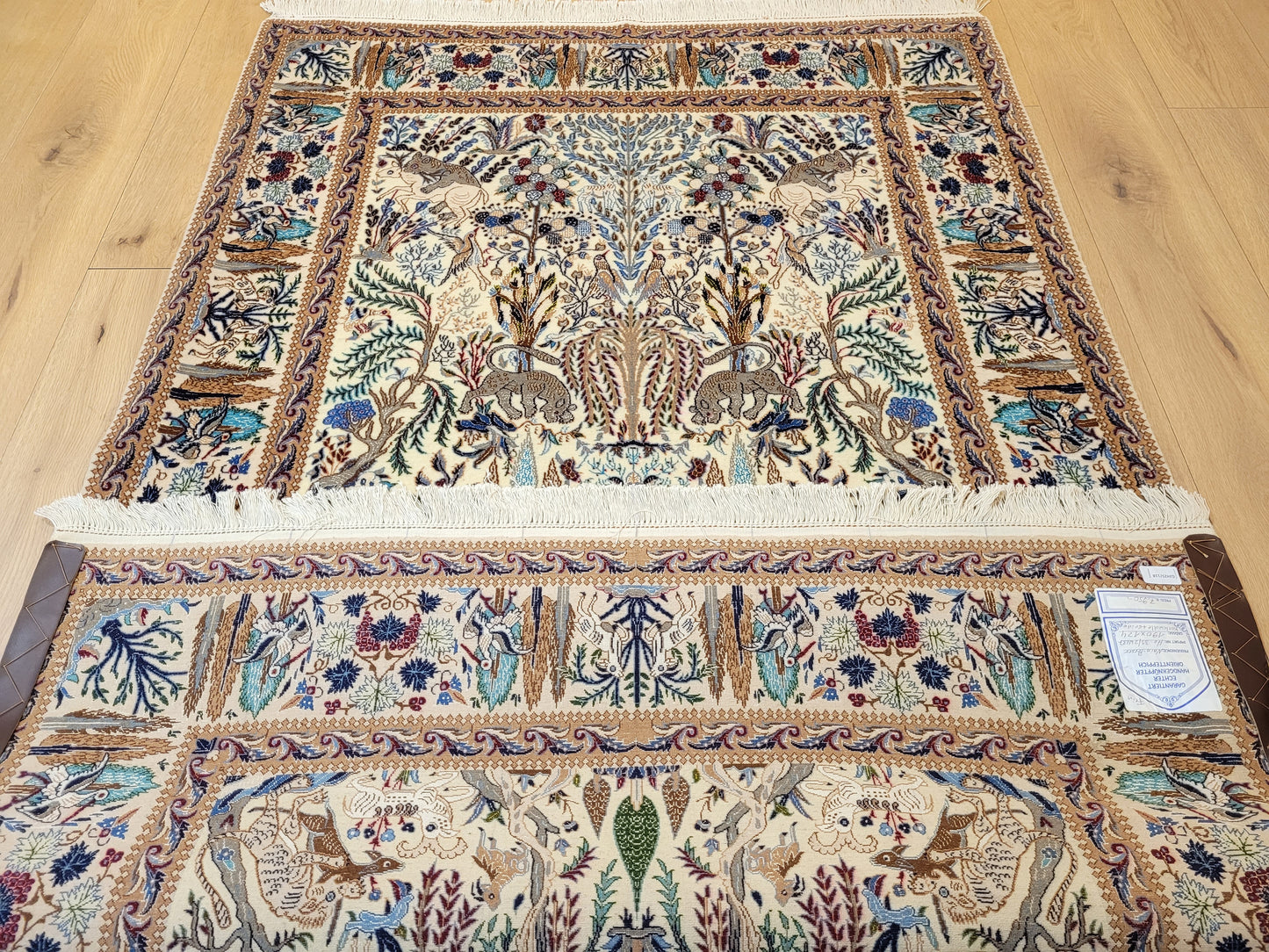 Nain Teppich Korkwolle mit Seide feine Jagdszene detailreich